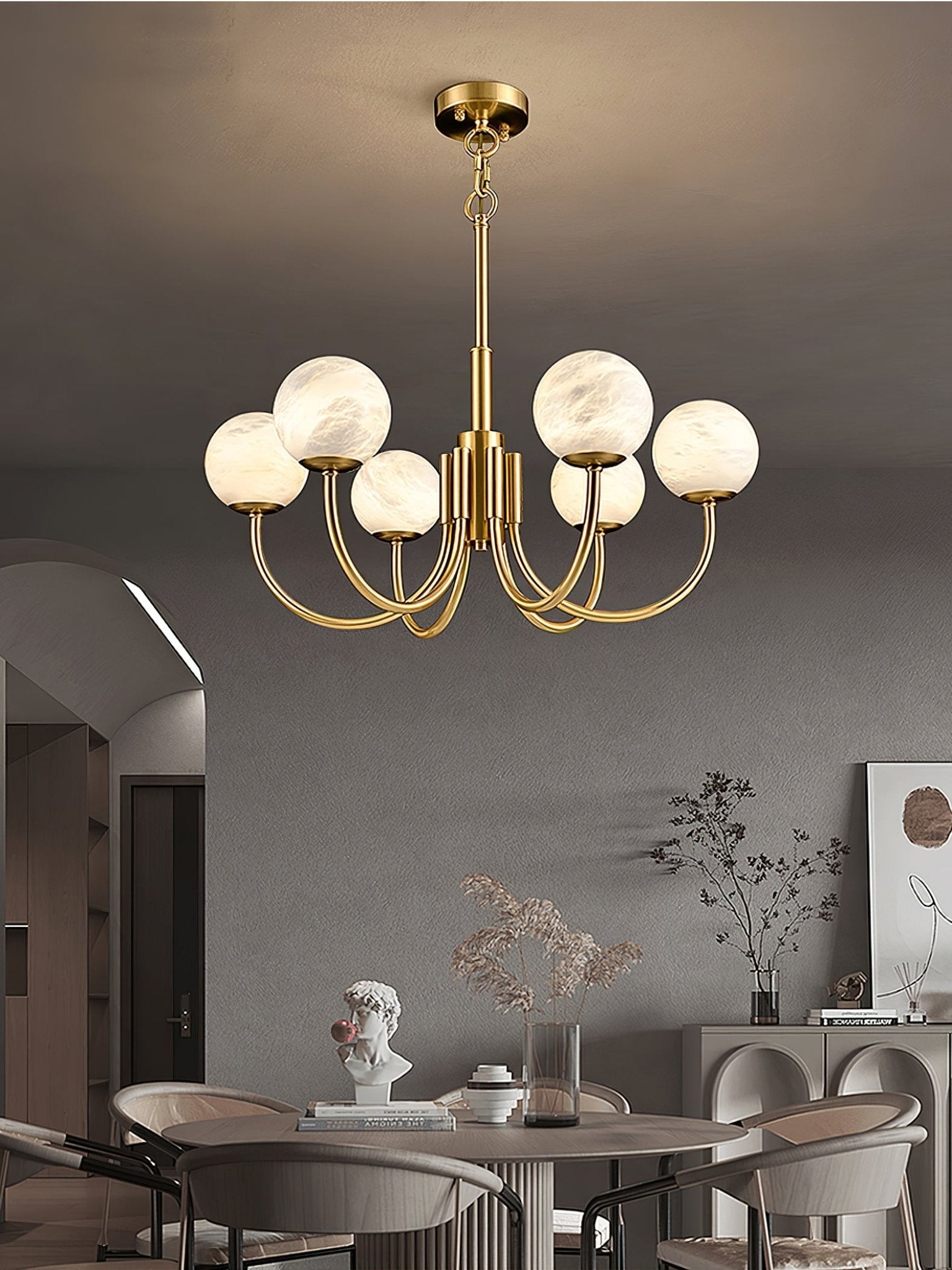 Alira Vintage Alabaster Chandelier Light - Blowlighting