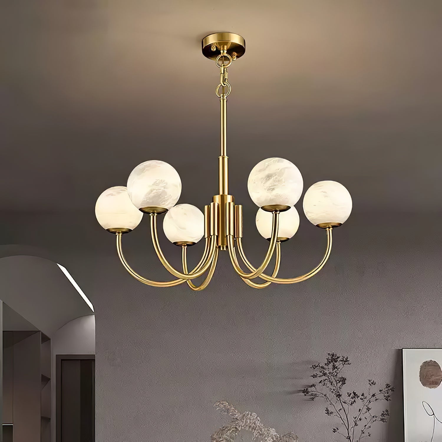 Alira Vintage Alabaster Chandelier Light - Blowlighting
