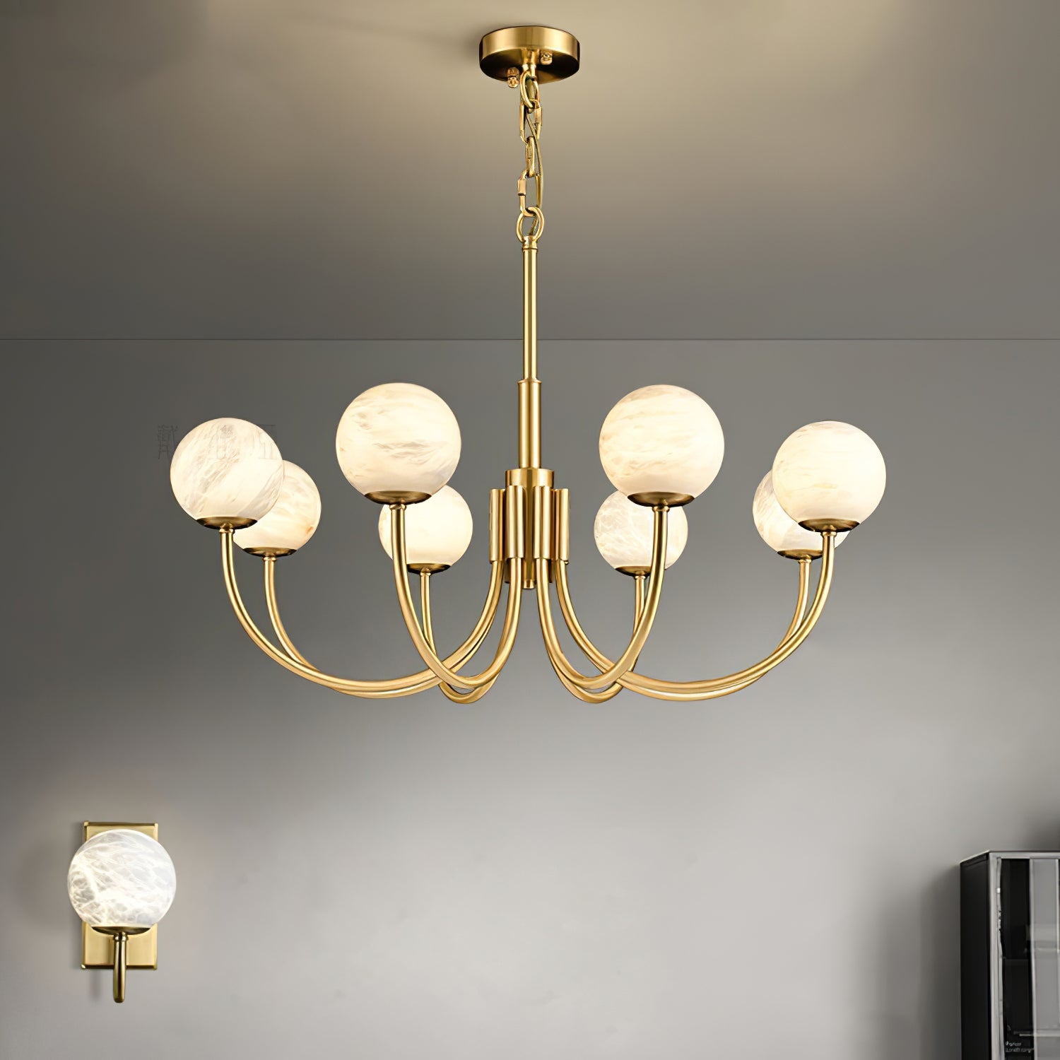 Alira Vintage Alabaster Chandelier Light - Blowlighting