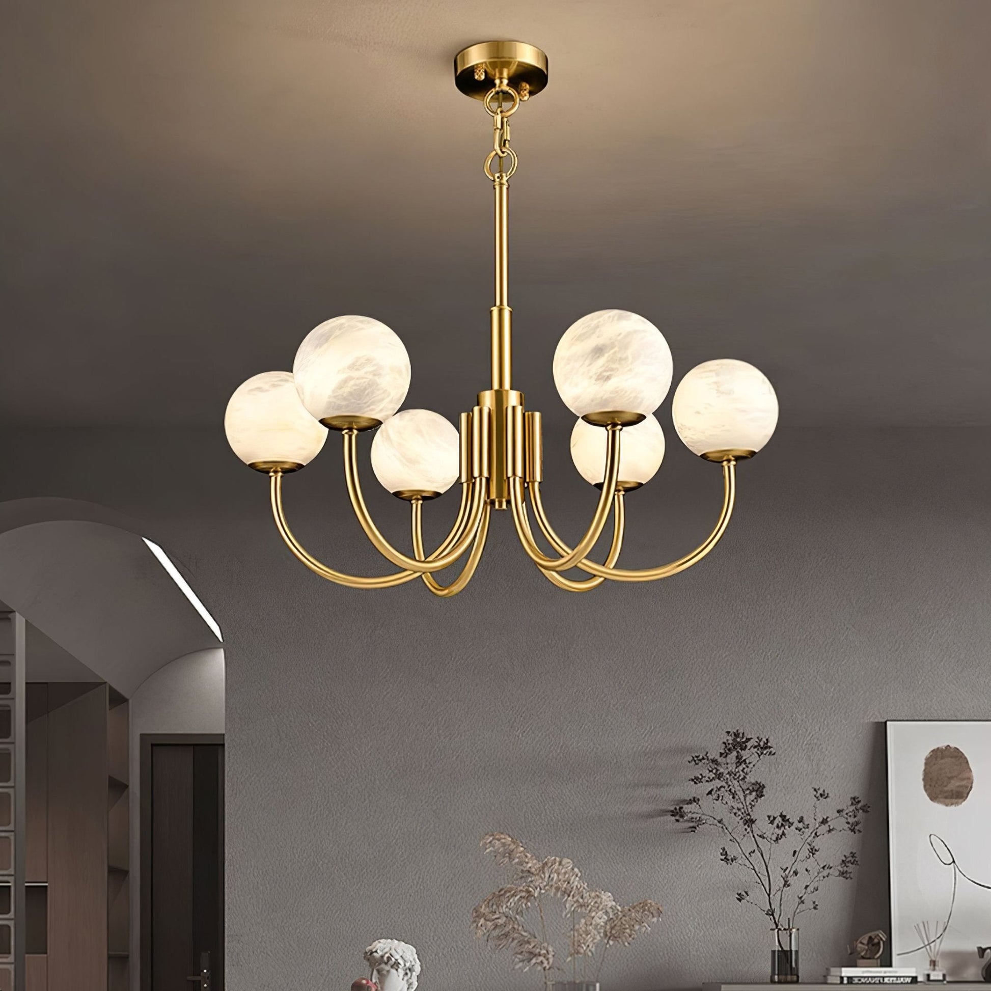 Alira Vintage Alabaster Chandelier Light - Blowlighting