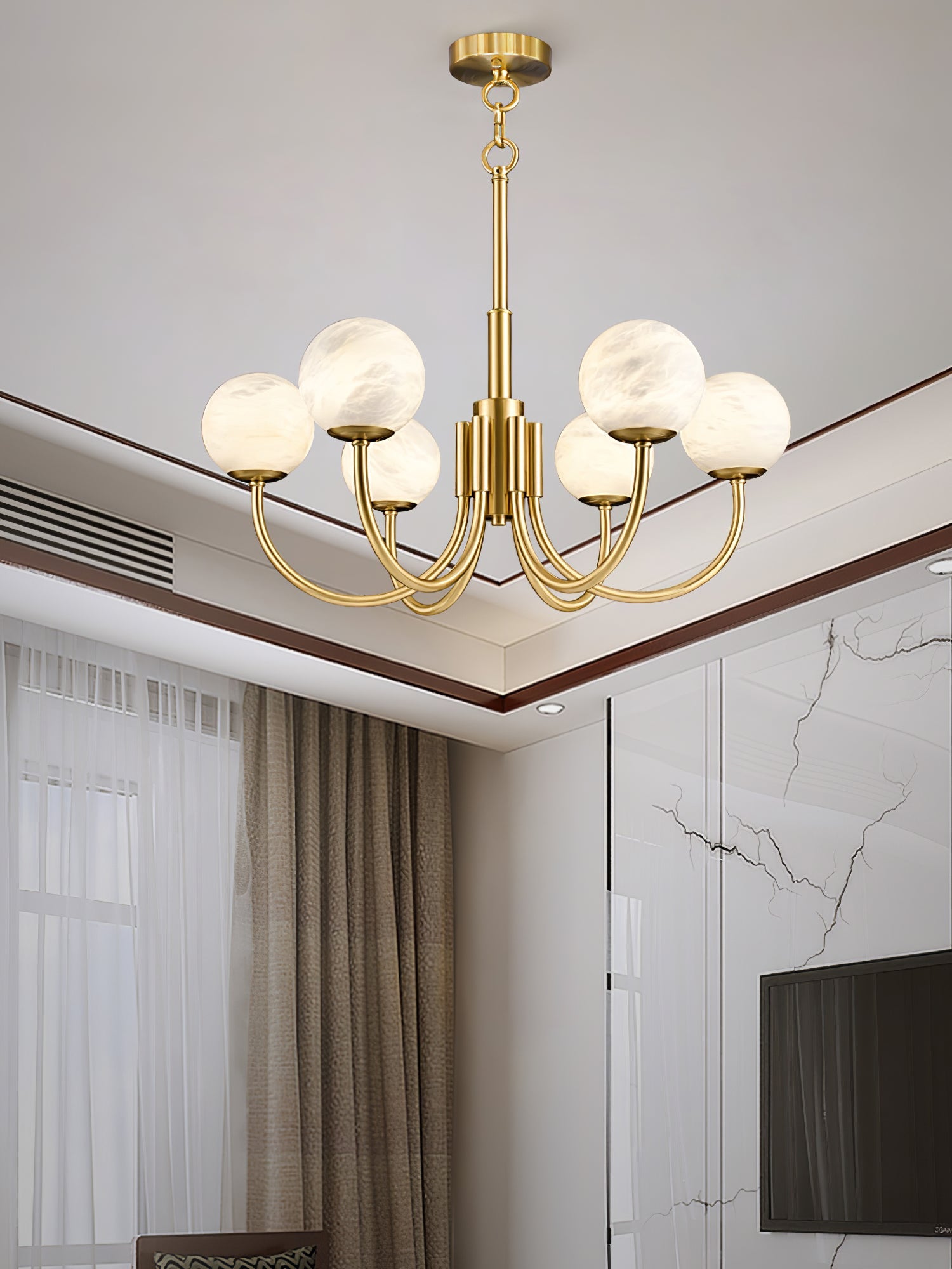 Alira Vintage Alabaster Chandelier Light - Blowlighting
