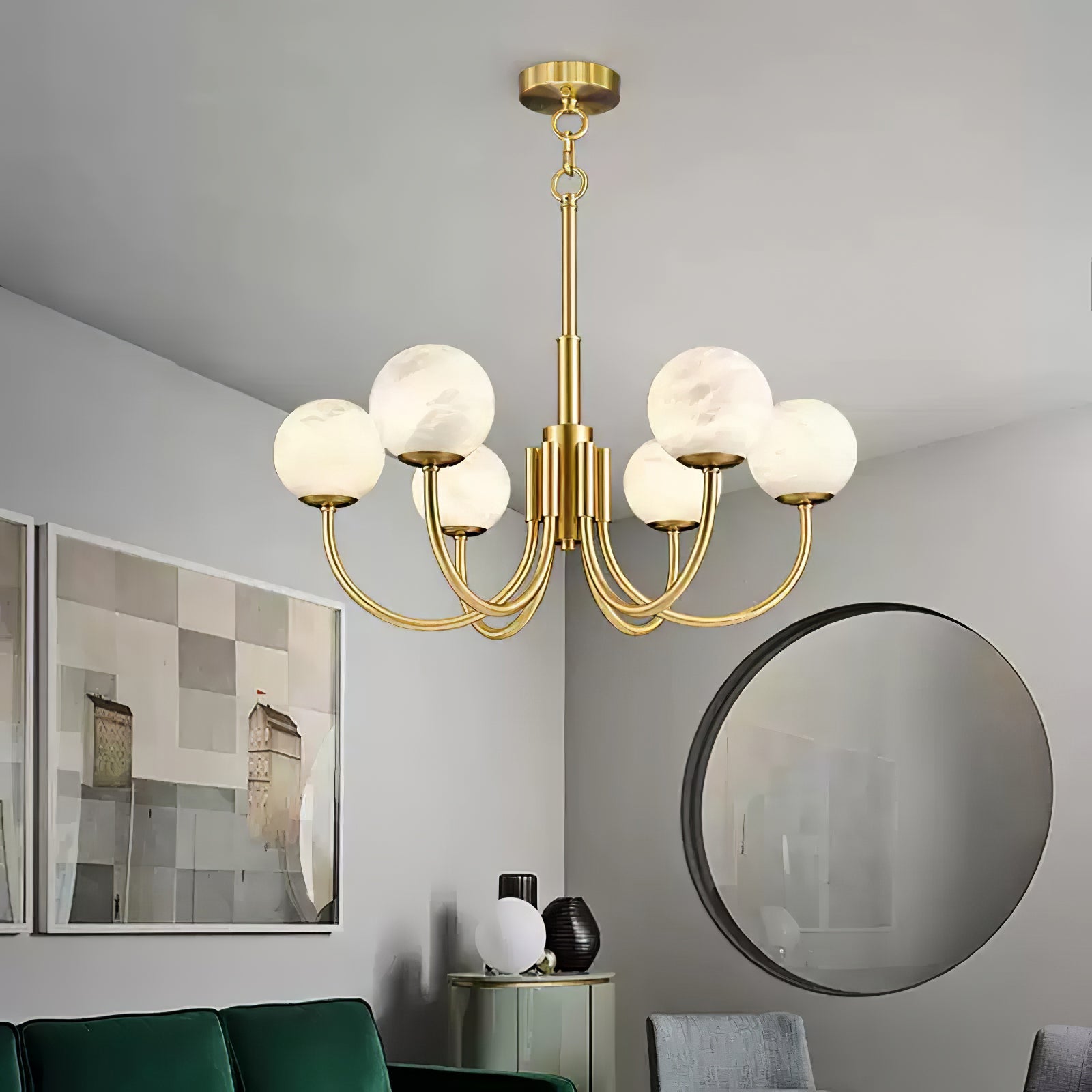 Alira Vintage Alabaster Chandelier Light - Blowlighting