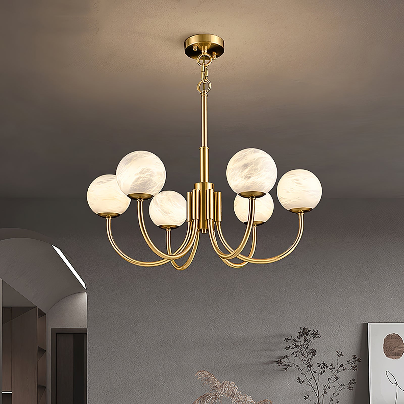 Alira Vintage Alabaster Chandelier Light - Blowlighting