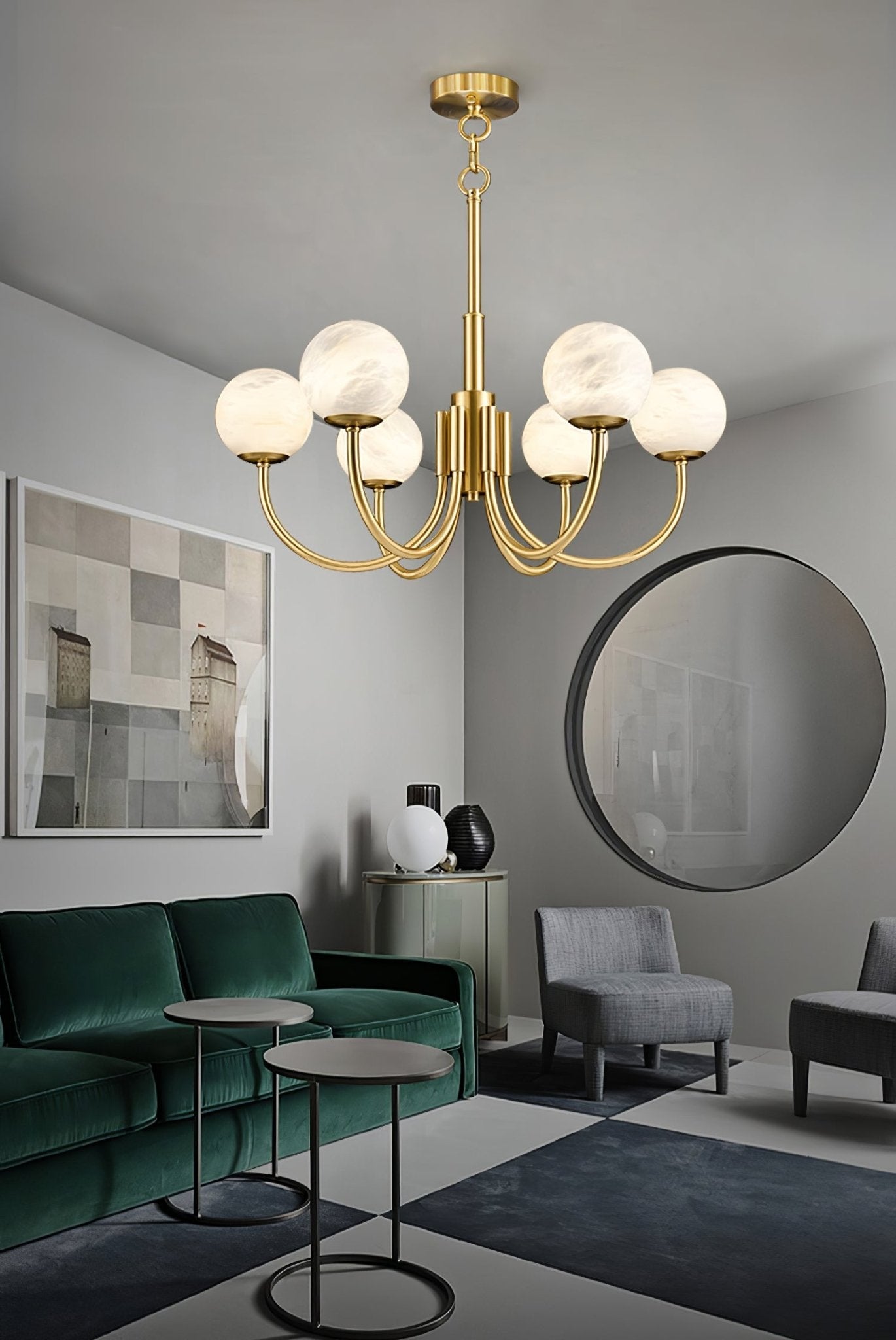 Alira Vintage Alabaster Chandelier Light - Blowlighting