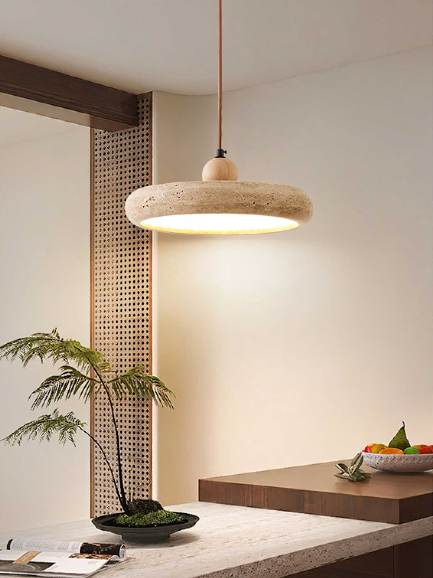 Zesolor Minimalist Travertine Pendant Light - Blowlighting