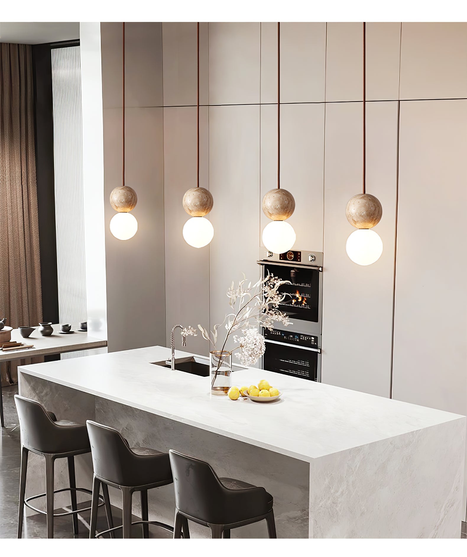 Luna Travertine Pendant Light - Blowlighting