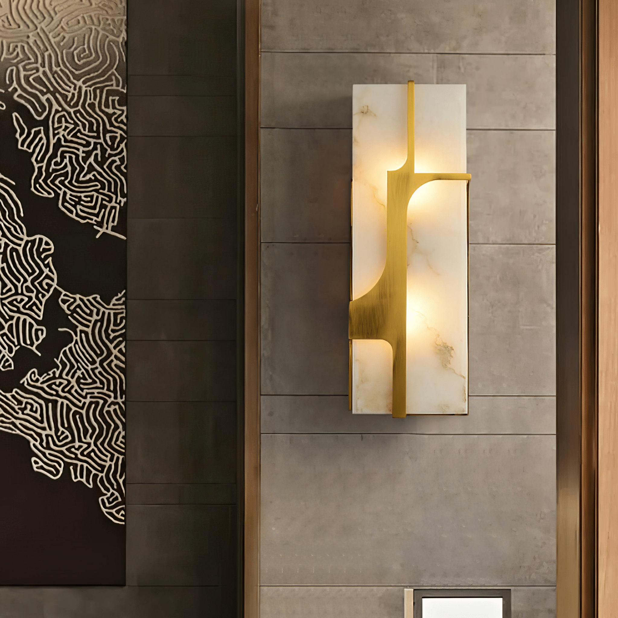 Ocarionis Geometric Alabaster Wall Light - Blowlighting