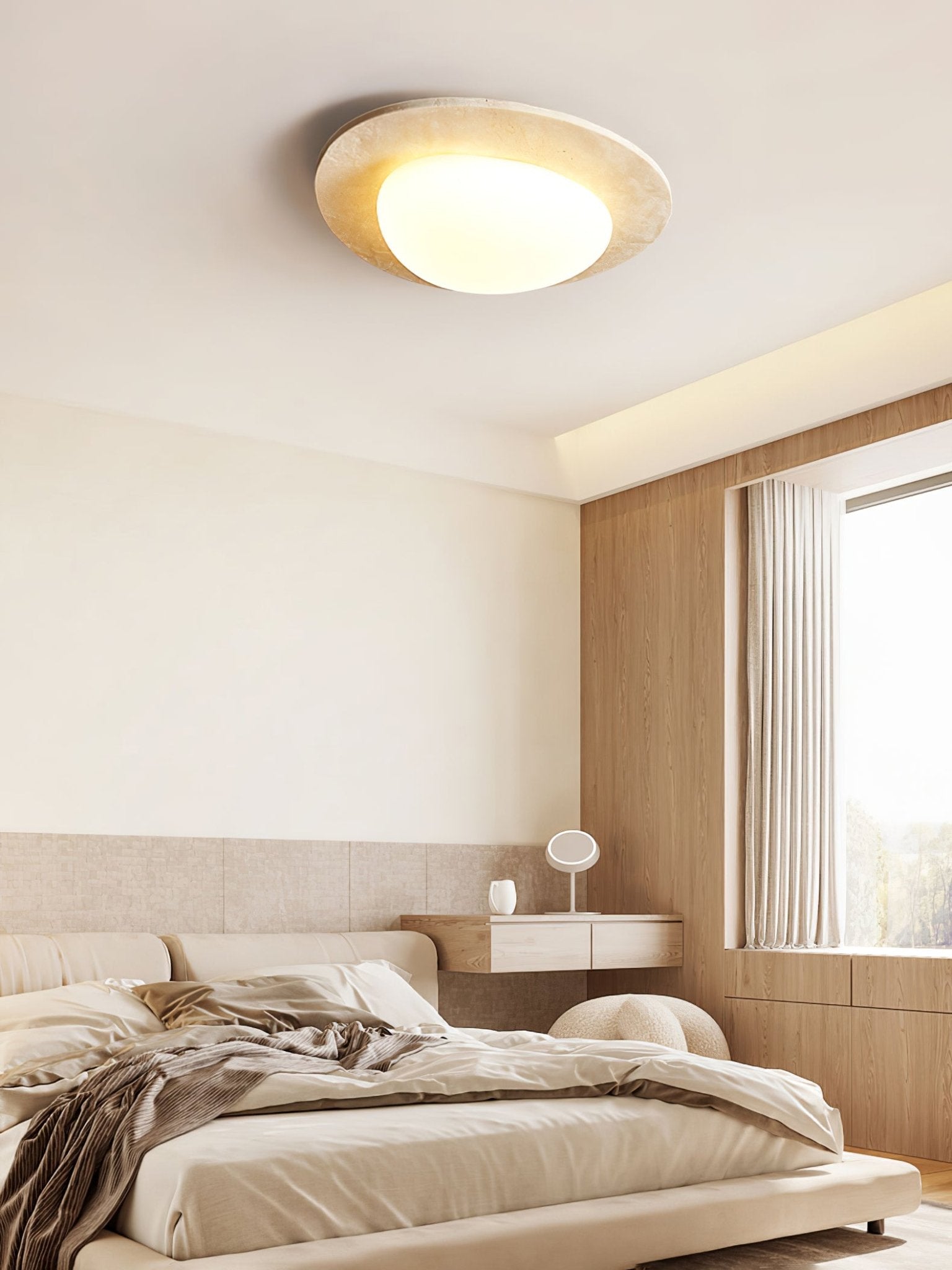 Orlaeisra Circular Travertine Ceiling Light - Blowlighting
