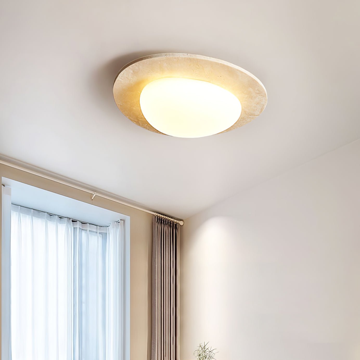 Orlaeisra Circular Travertine Ceiling Light - Blowlighting