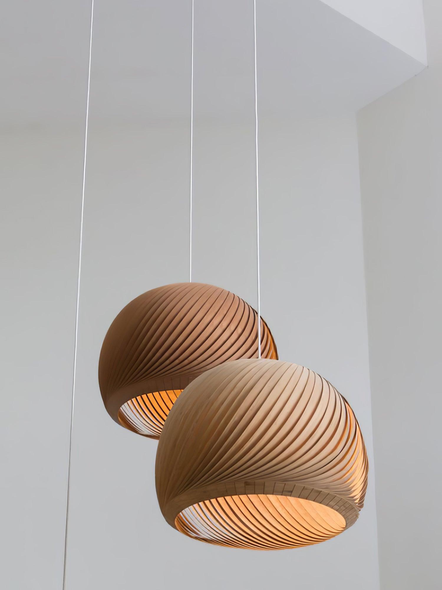 Spiral Vintage Wood Pendant Lamp - Blowlighting
