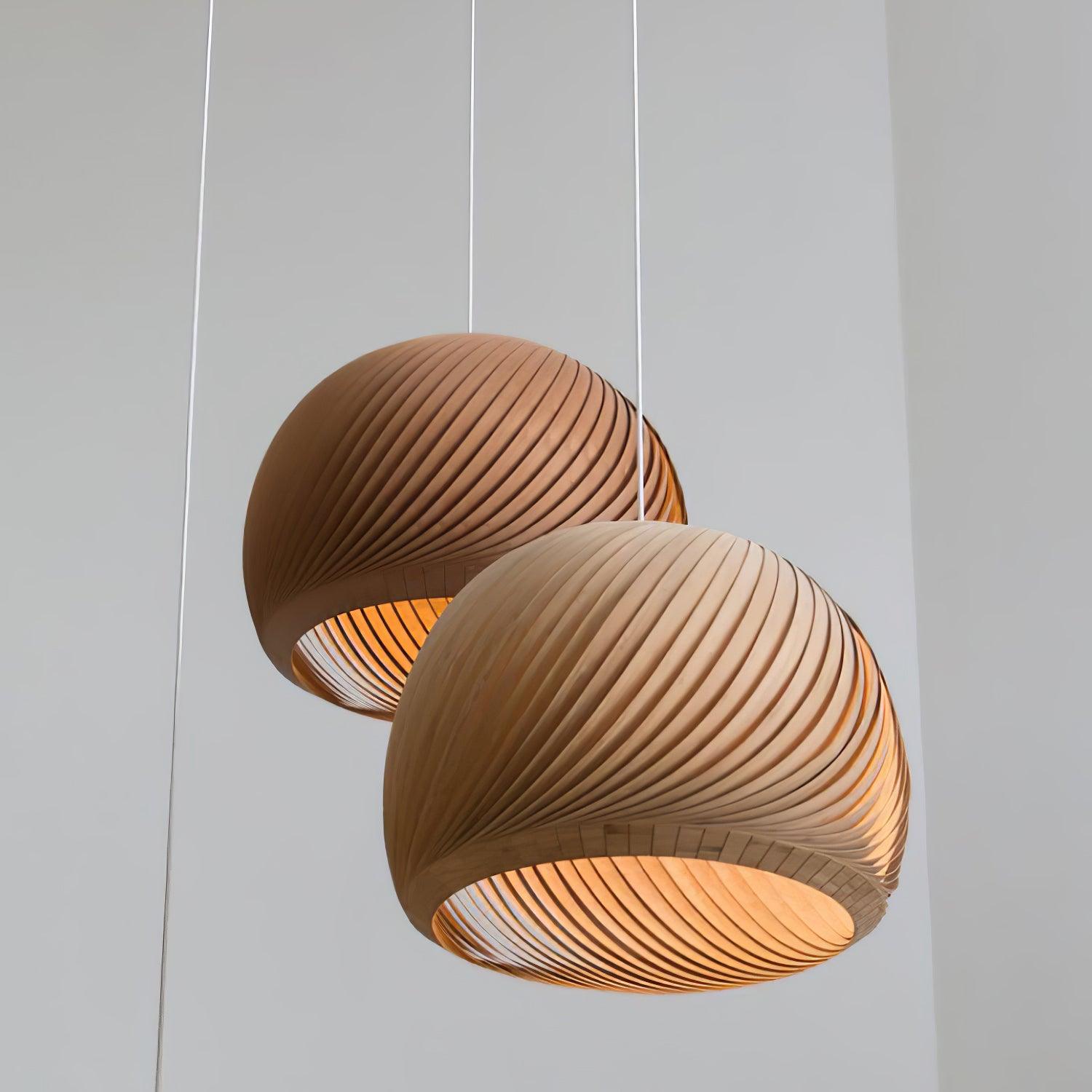 Spiral Vintage Wood Pendant Lamp - Blowlighting