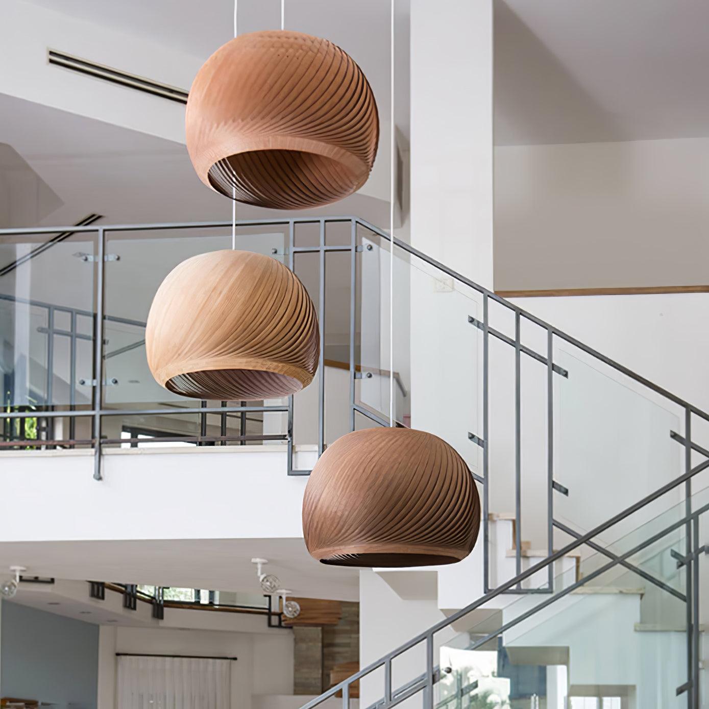 Spiral Vintage Wood Pendant Lamp - Blowlighting