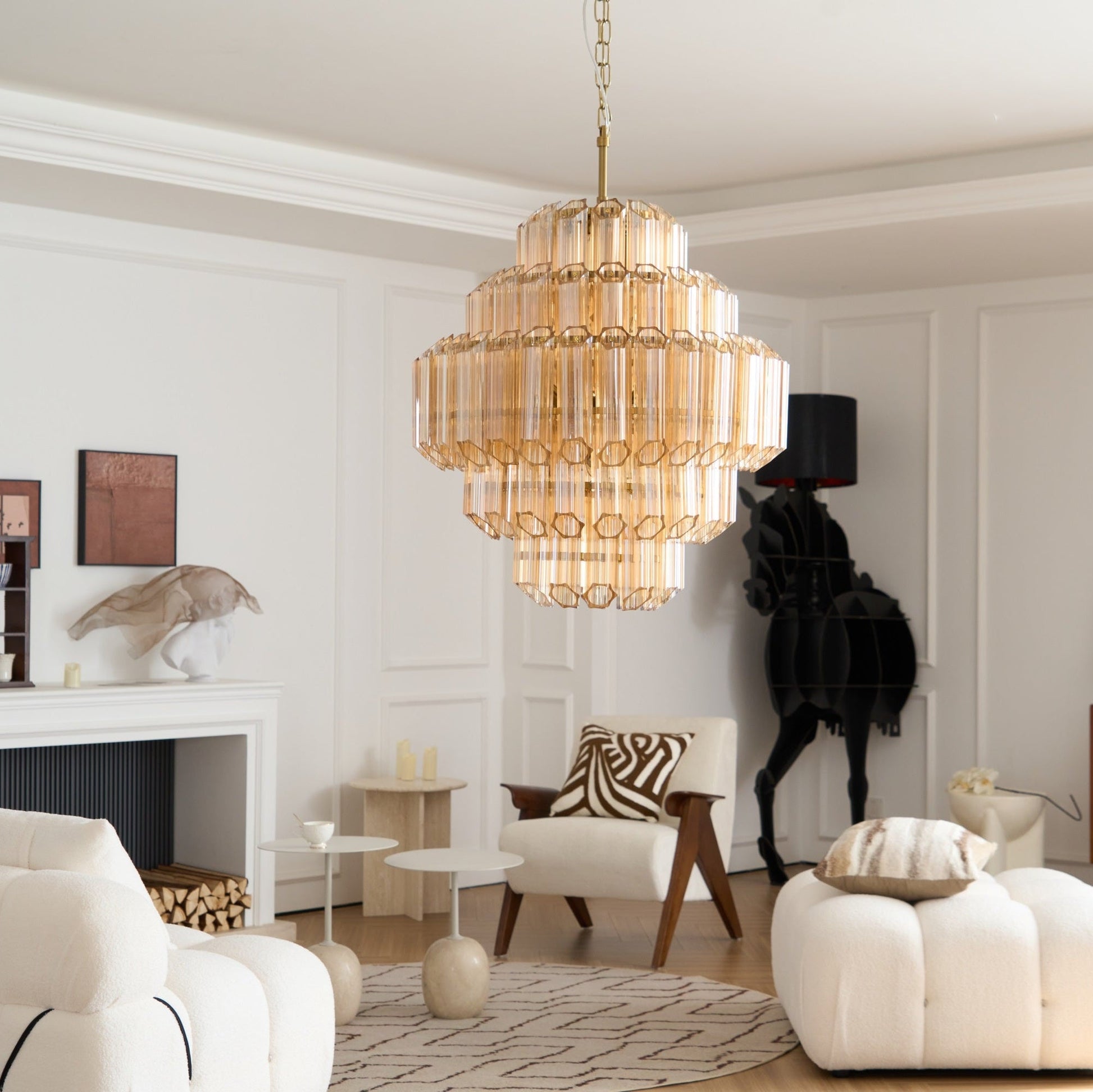 Aurora Chandelier Aurum Cascade Murano Glass Prism Art - Blowlighting