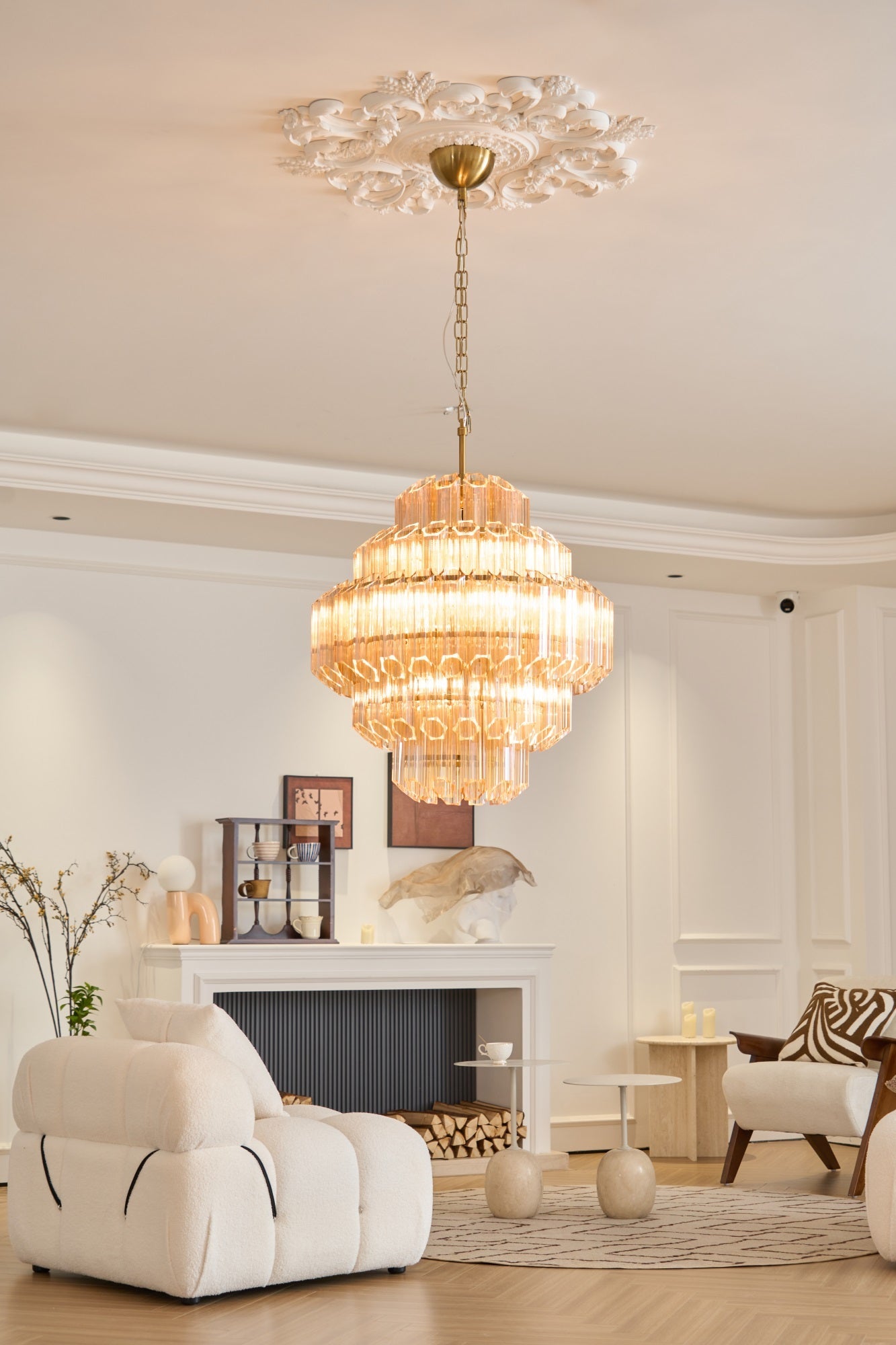 Aurora Chandelier Aurum Cascade Murano Glass Prism Art - Blowlighting