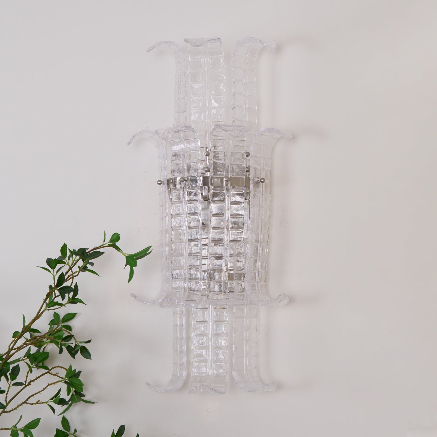 Aurora Wall Sconce Clear Murano Glass Panel Geometric - Blowlighting