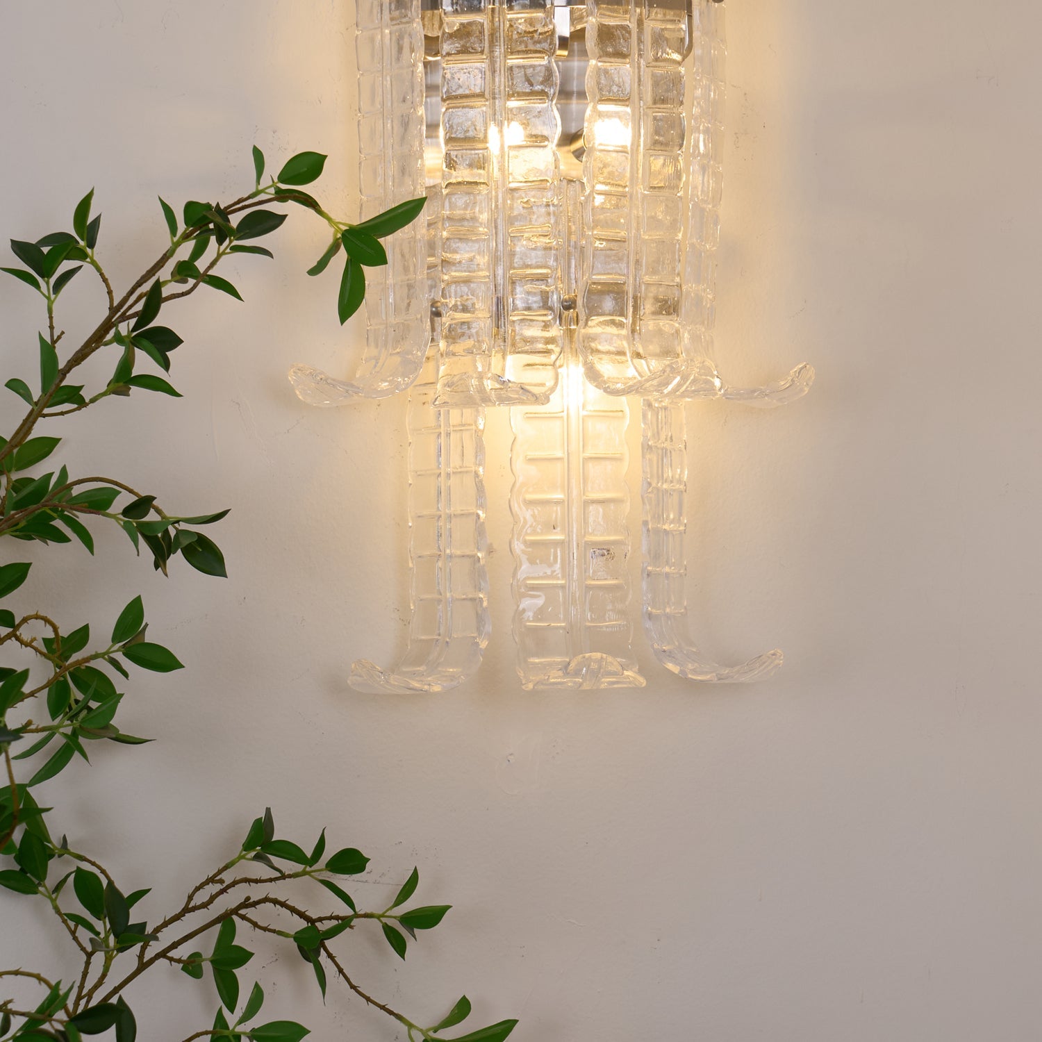 Aurora Wall Sconce Clear Murano Glass Panel Geometric - Blowlighting