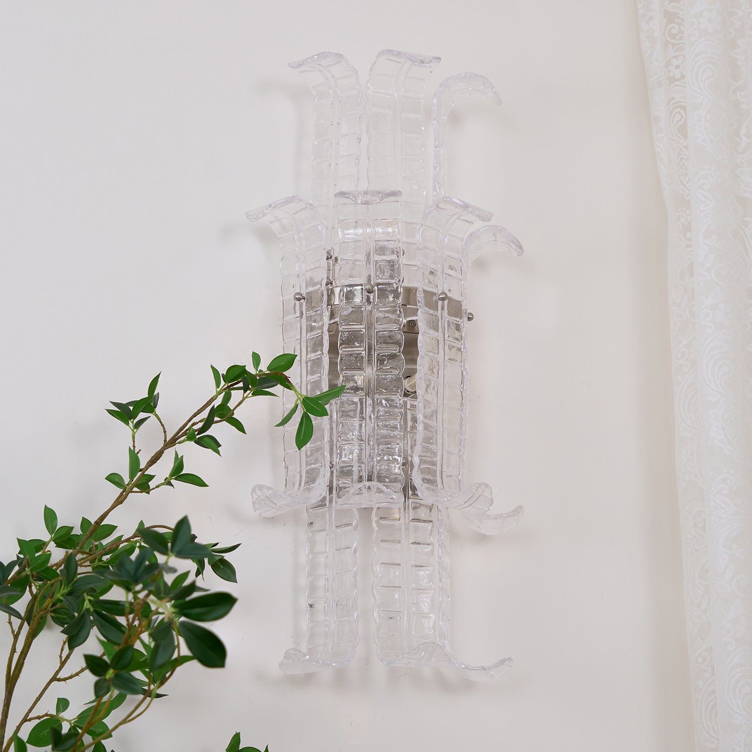 Aurora Wall Sconce Clear Murano Glass Panel Geometric - Blowlighting