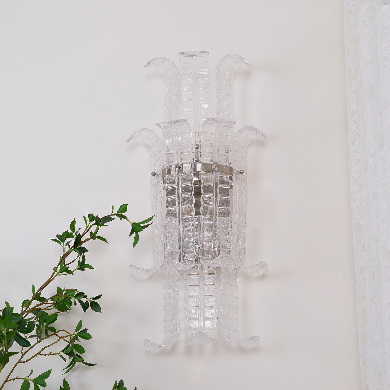 Aurora Wall Sconce Clear Murano Glass Panel Geometric - Blowlighting