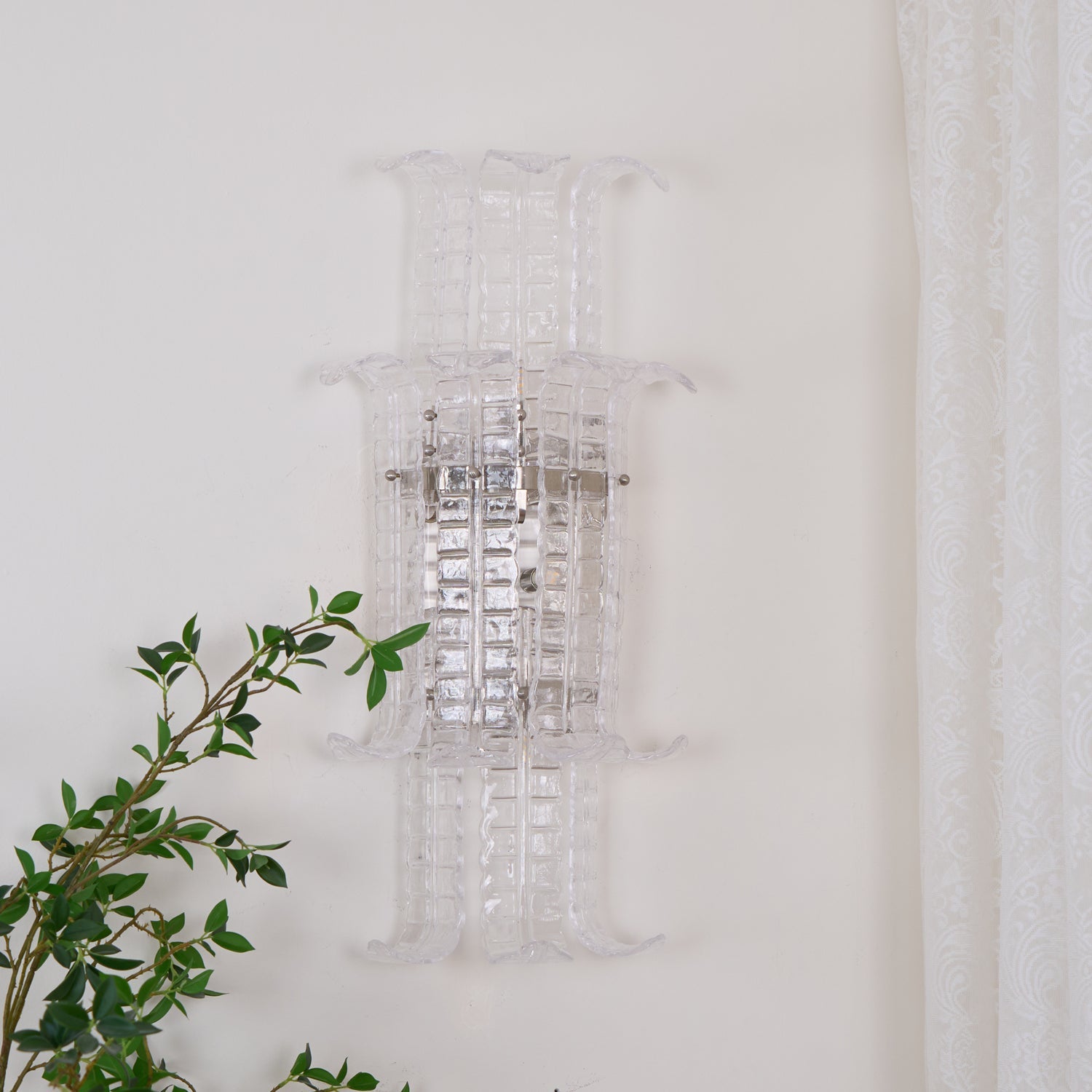 Aurora Wall Sconce Clear Murano Glass Panel Geometric - Blowlighting