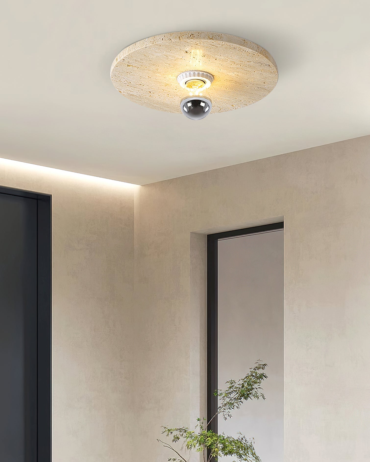 Avize Minimalist Travertine Ceiling Light
