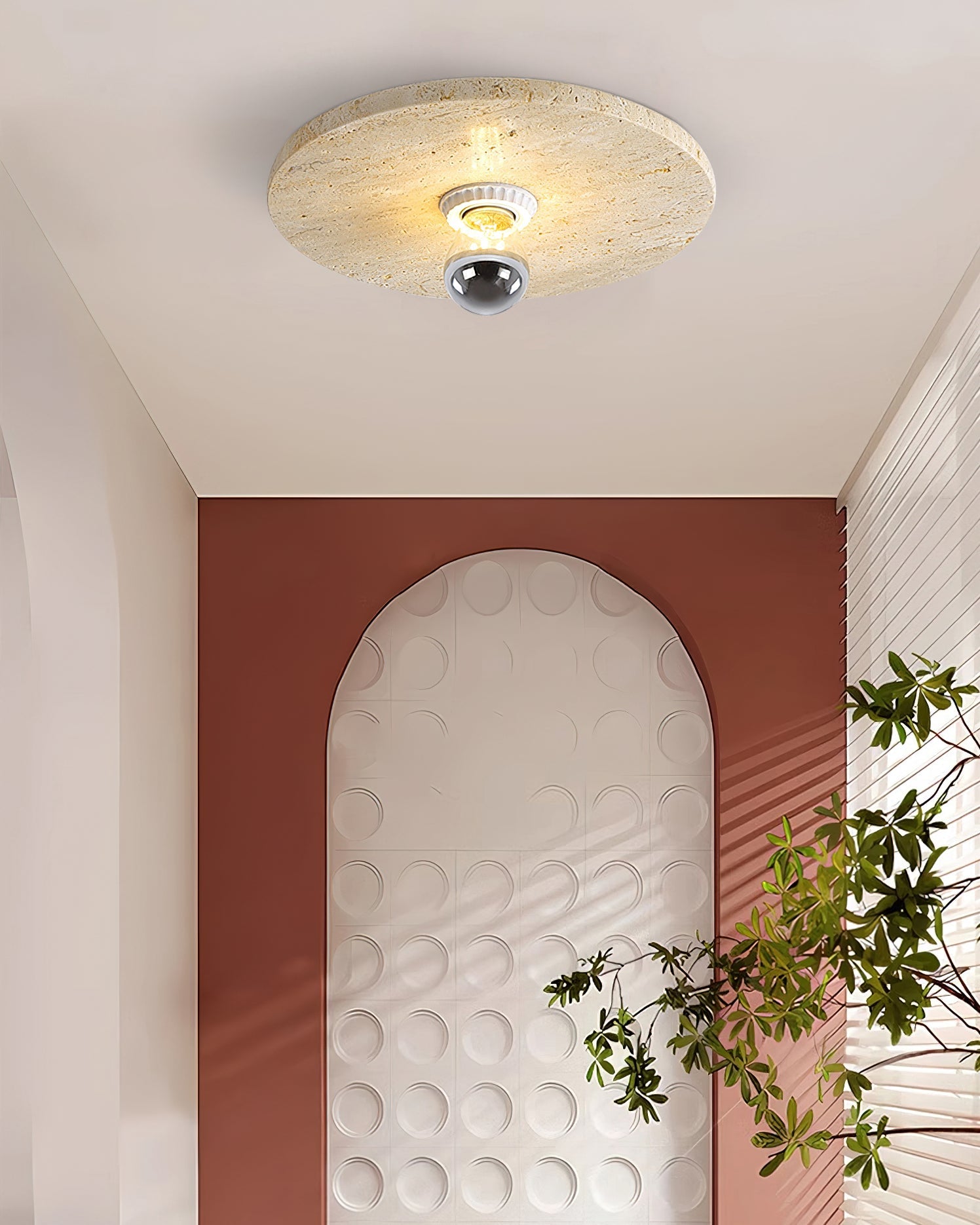 Avize Minimalist Travertine Ceiling Light
