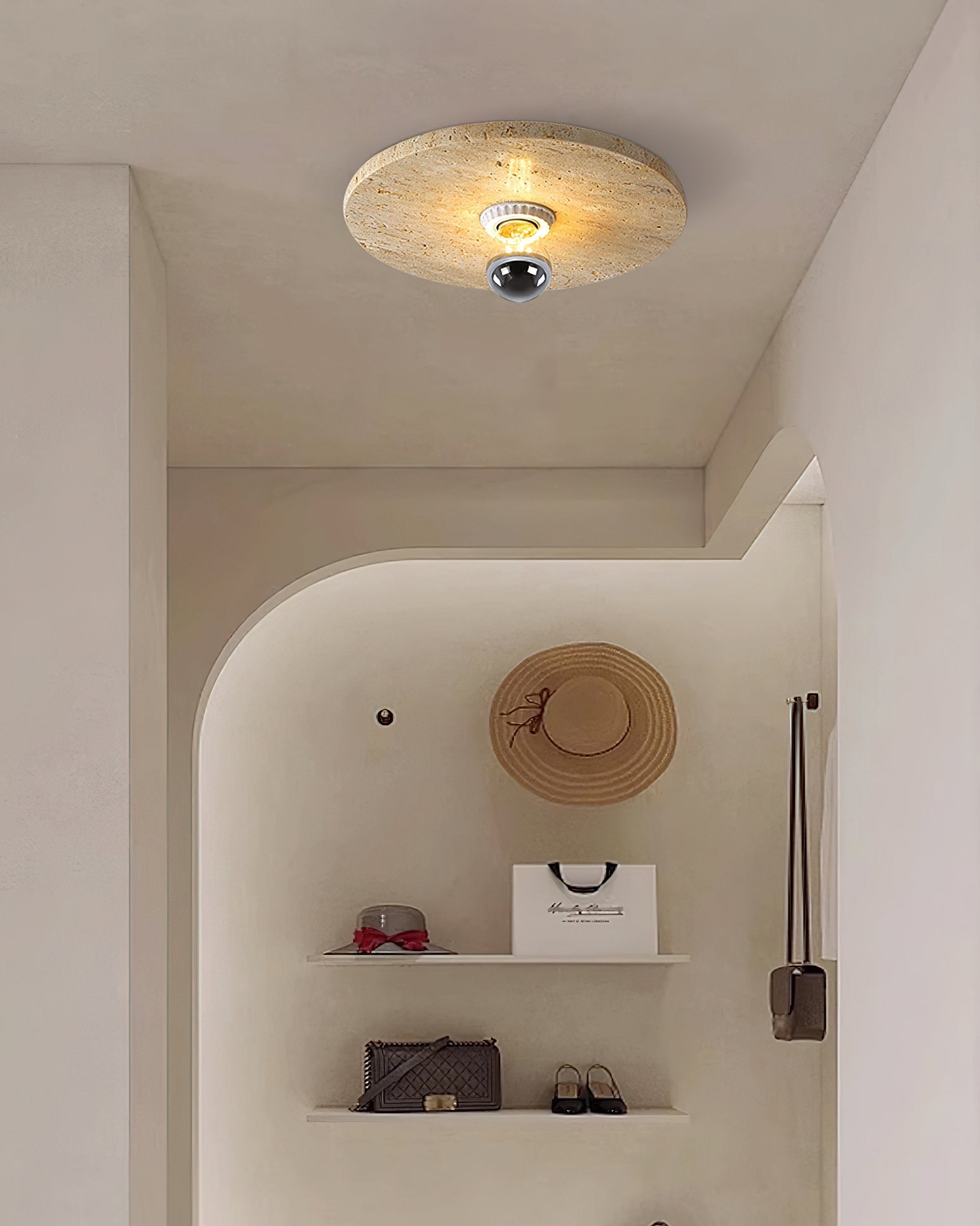 Avize Minimalist Travertine Ceiling Light