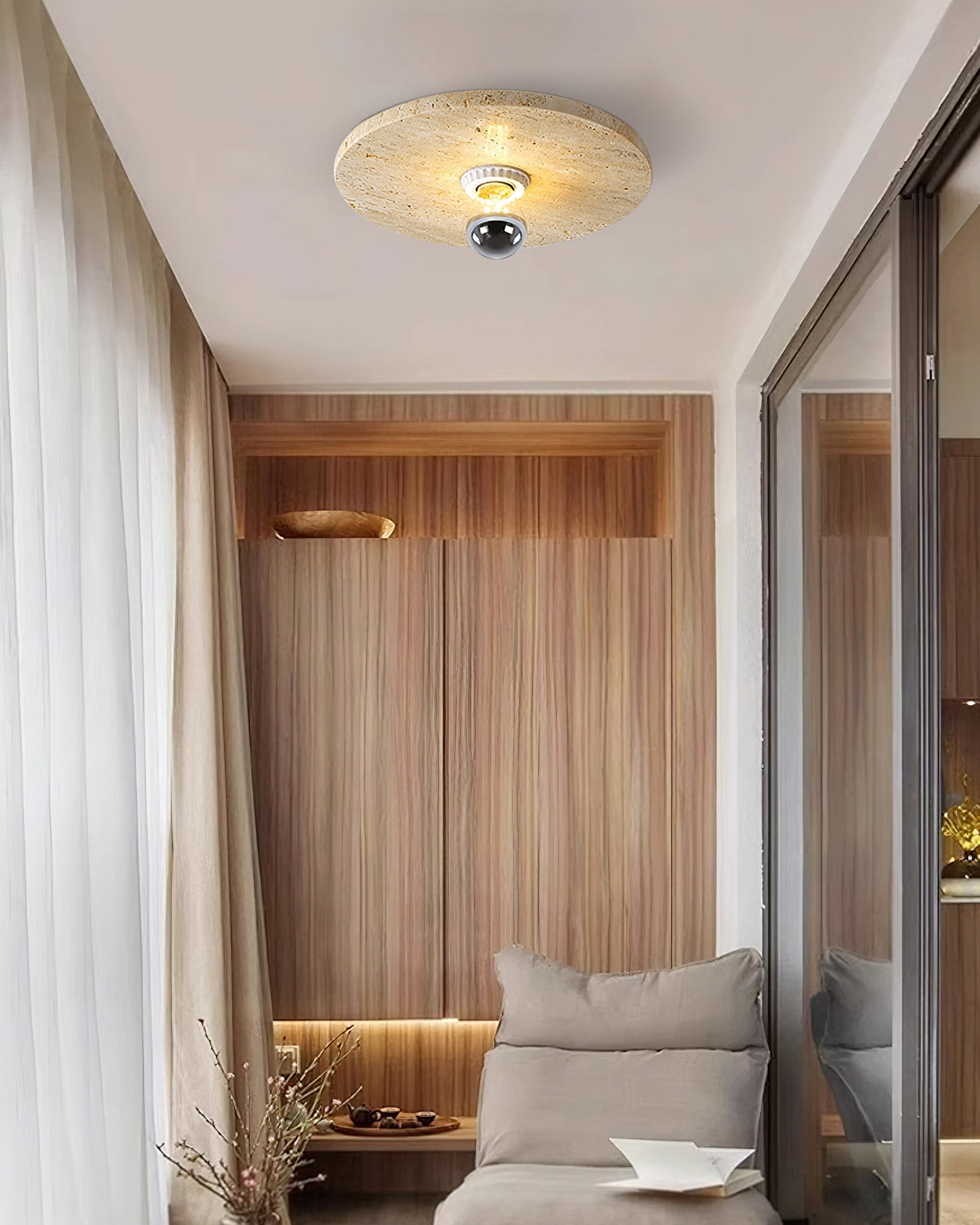 Avize Minimalist Travertine Ceiling Light