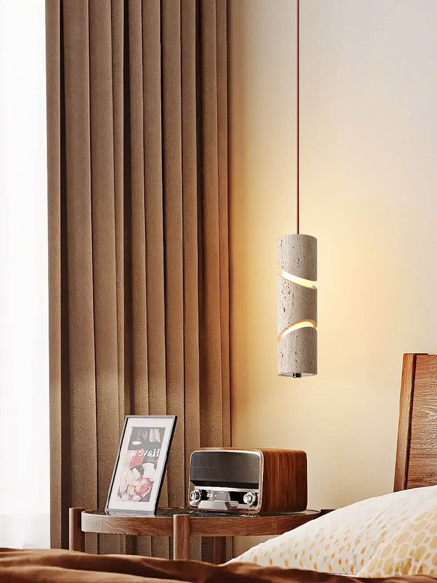 Awsinil Modern Yellow Travertine Pendant Light