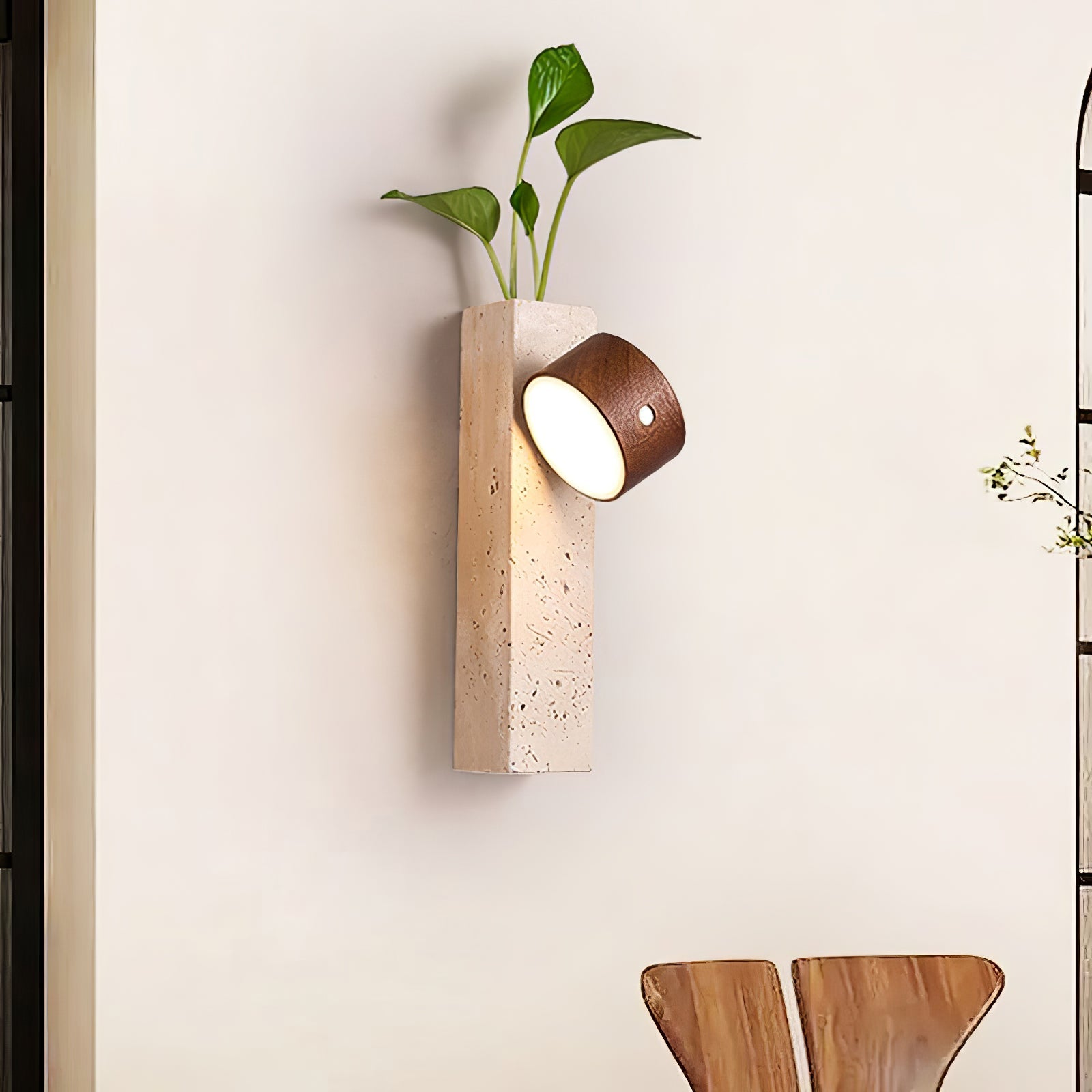 Zarinila Rectangular-Block Travertine Wall Light - Blowlighting