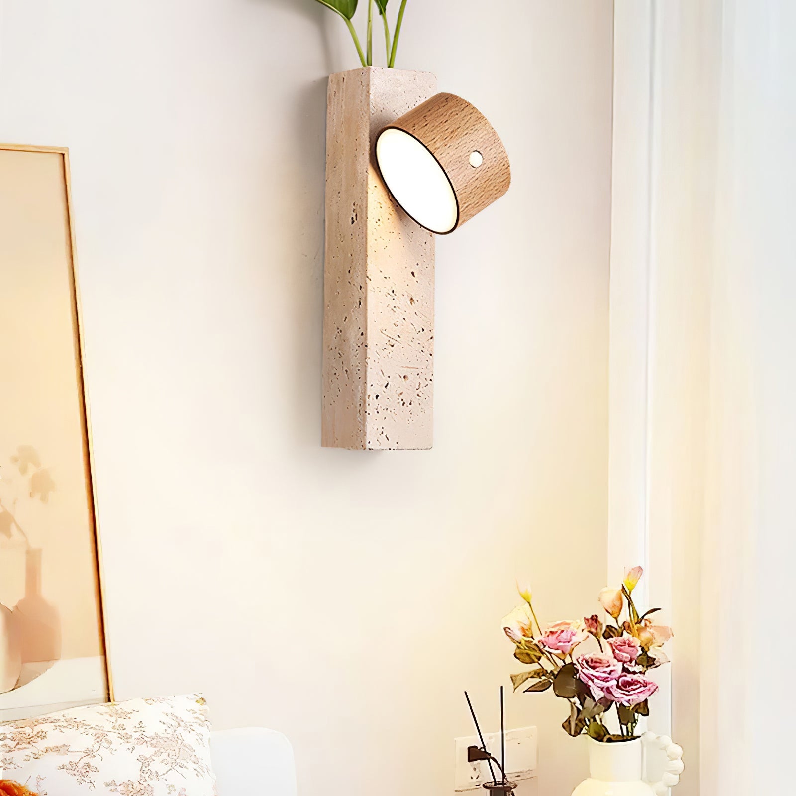 Zarinila Rectangular-Block Travertine Wall Light - Blowlighting