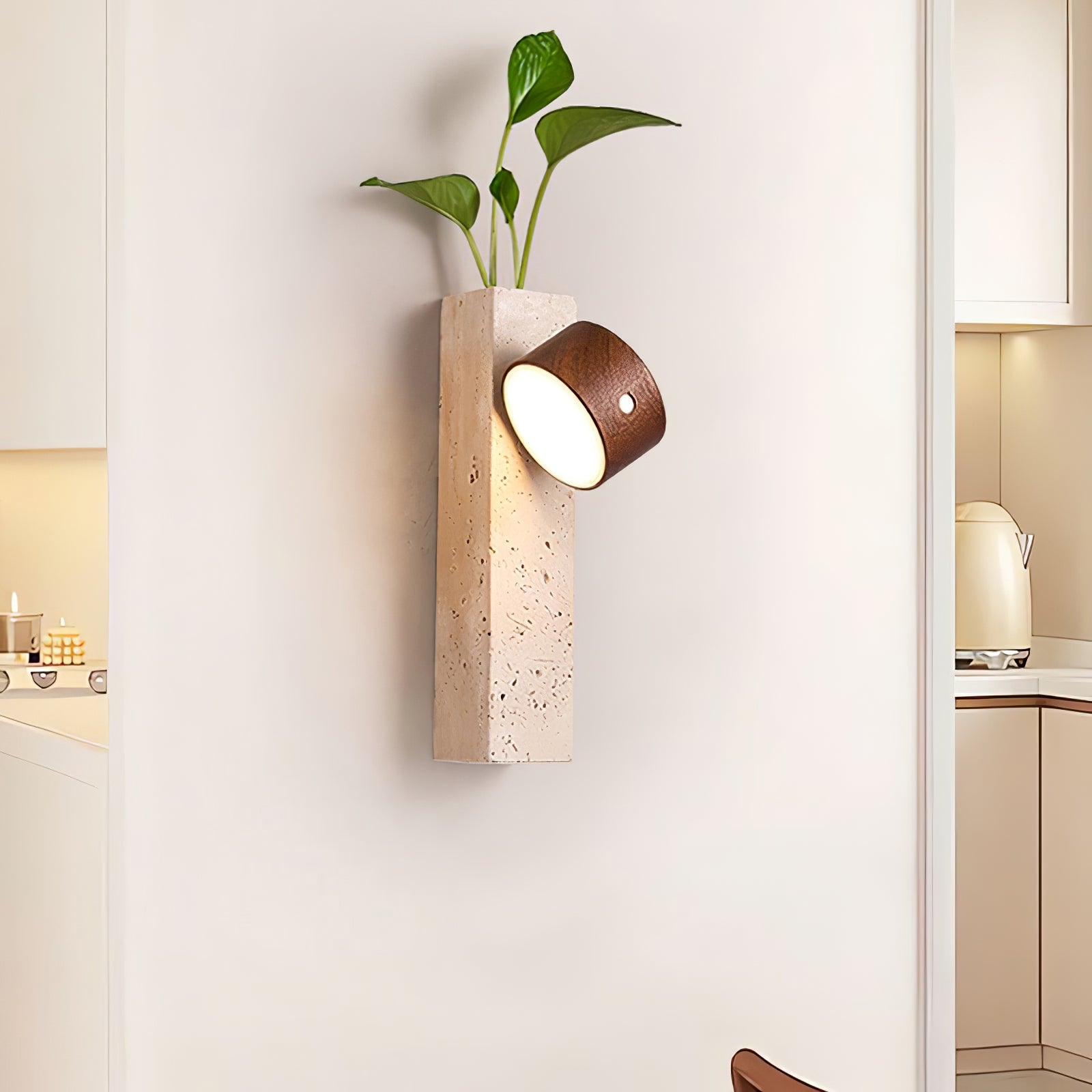 Zarinila Rectangular-Block Travertine Wall Light - Blowlighting