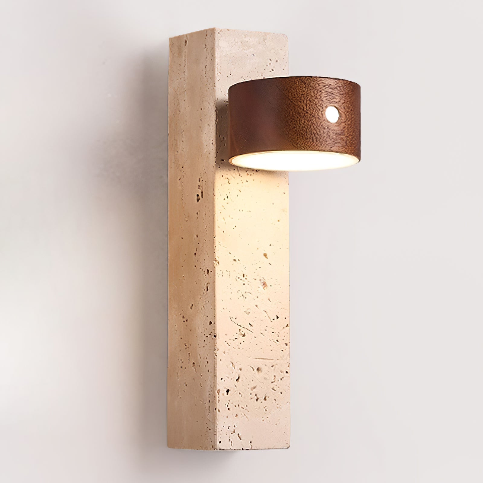 Zarinila Rectangular-Block Travertine Wall Light - Blowlighting