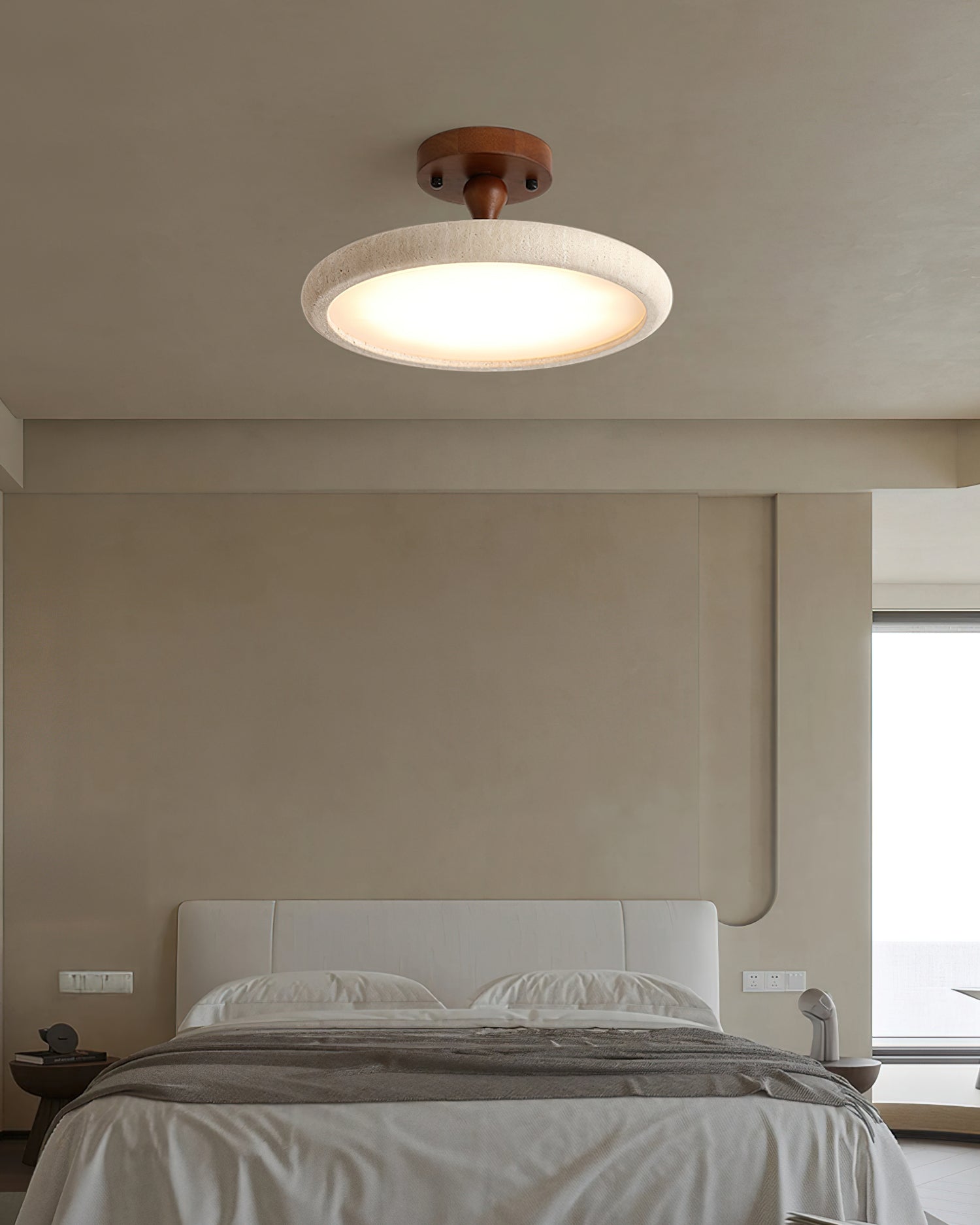 Bailey Minimalist Travertine Ceiling Light
