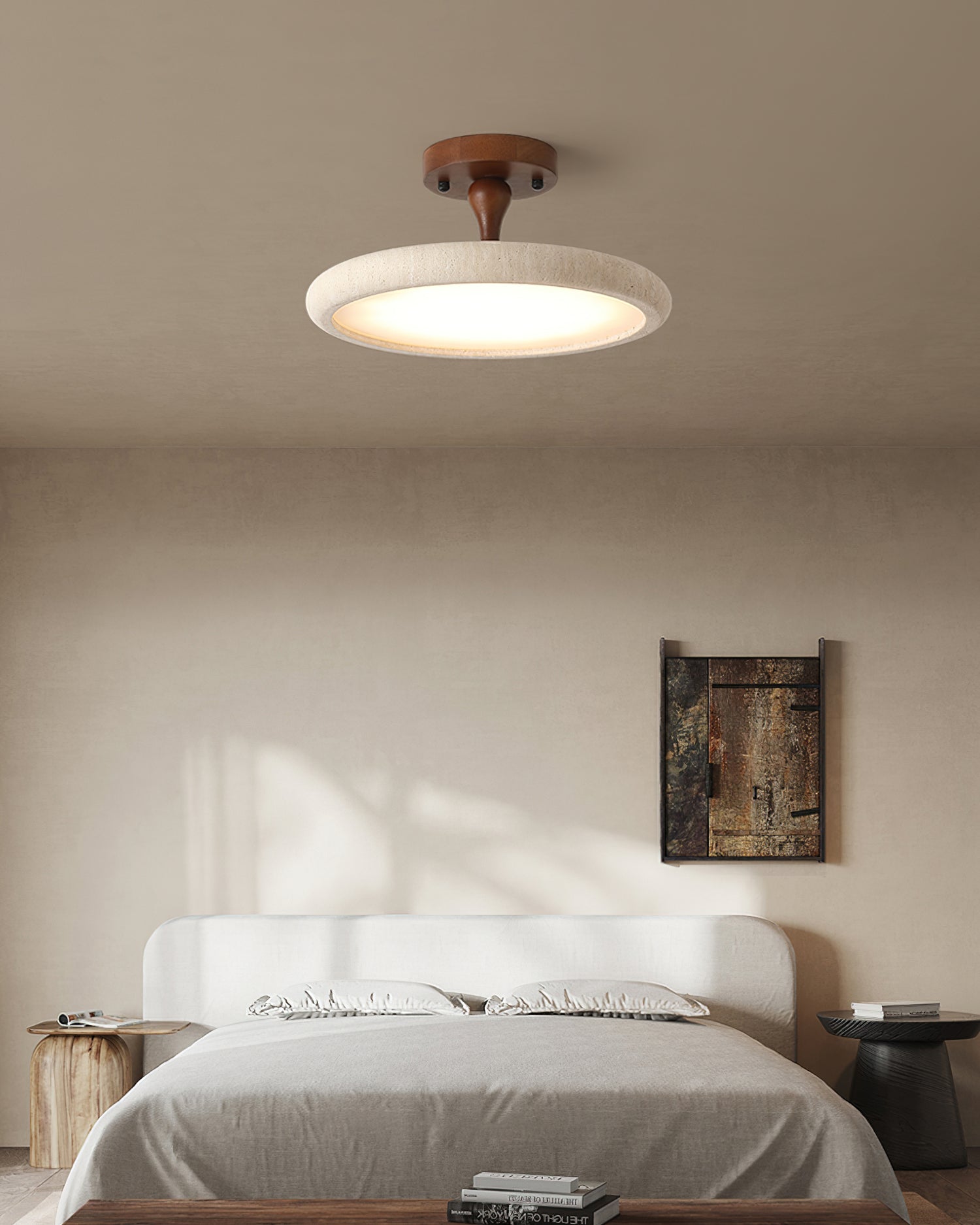 Bailey Minimalist Travertine Ceiling Light