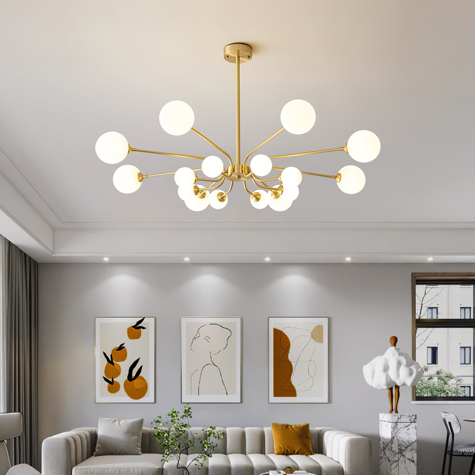 Aurora Chandelier Globe Arm Modern - Blowlighting