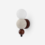 Bravo Spheres Travertine Wood Wall Lamp
