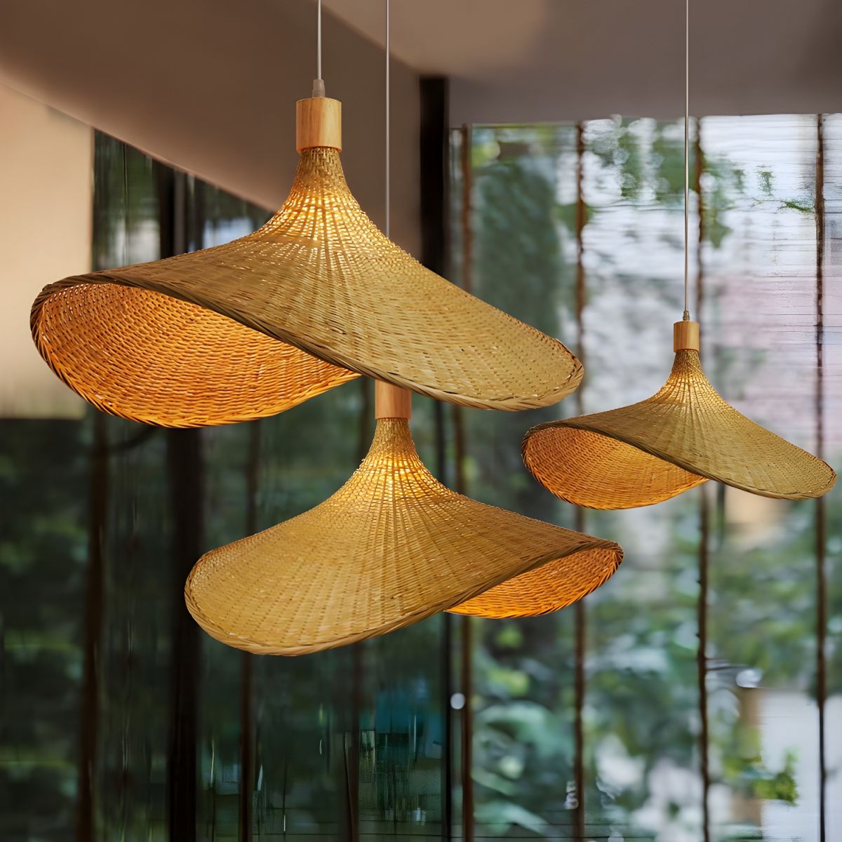 Rattan Weave Hat Pendant Light - Blowlighting