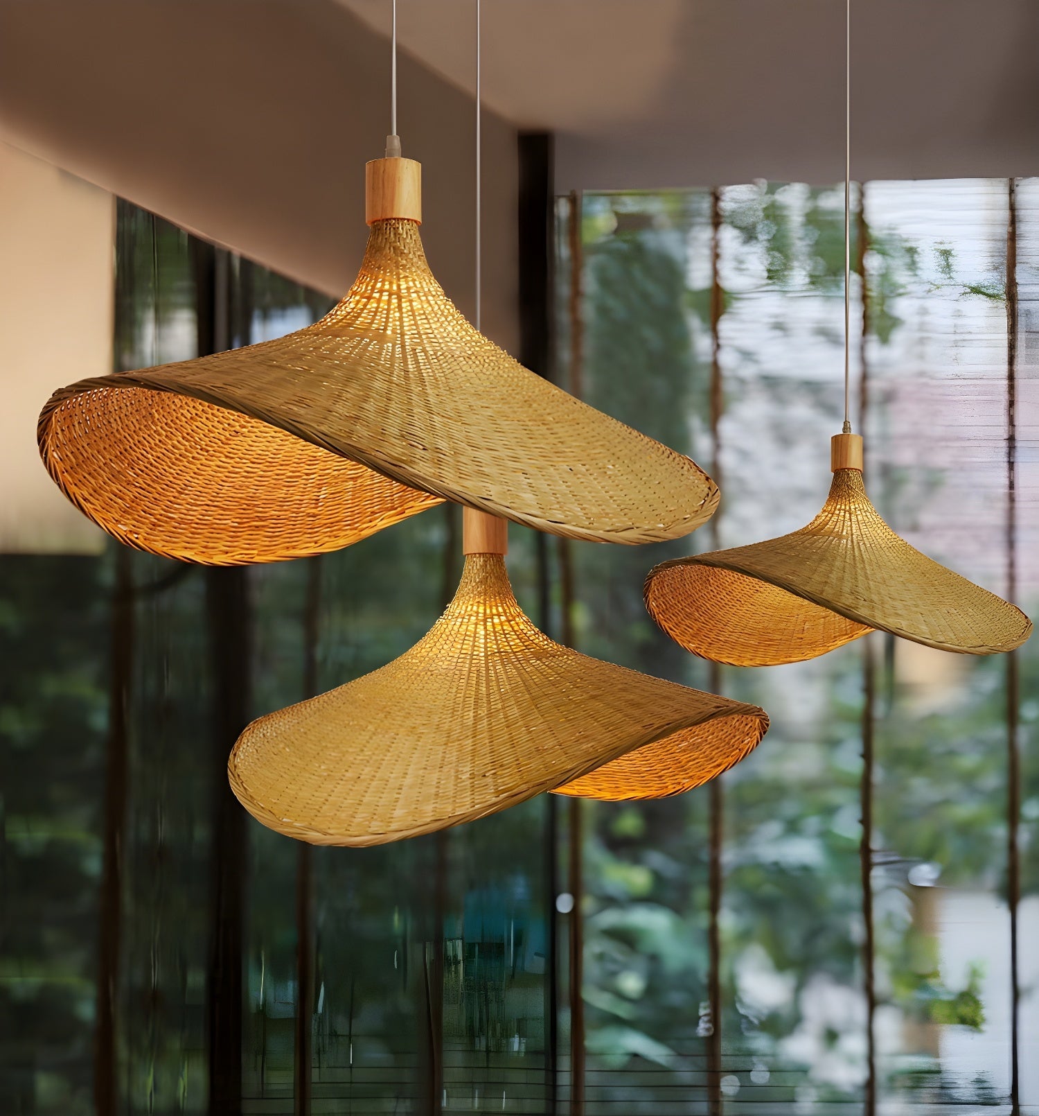 Rattan Weave Hat Pendant Light - Blowlighting