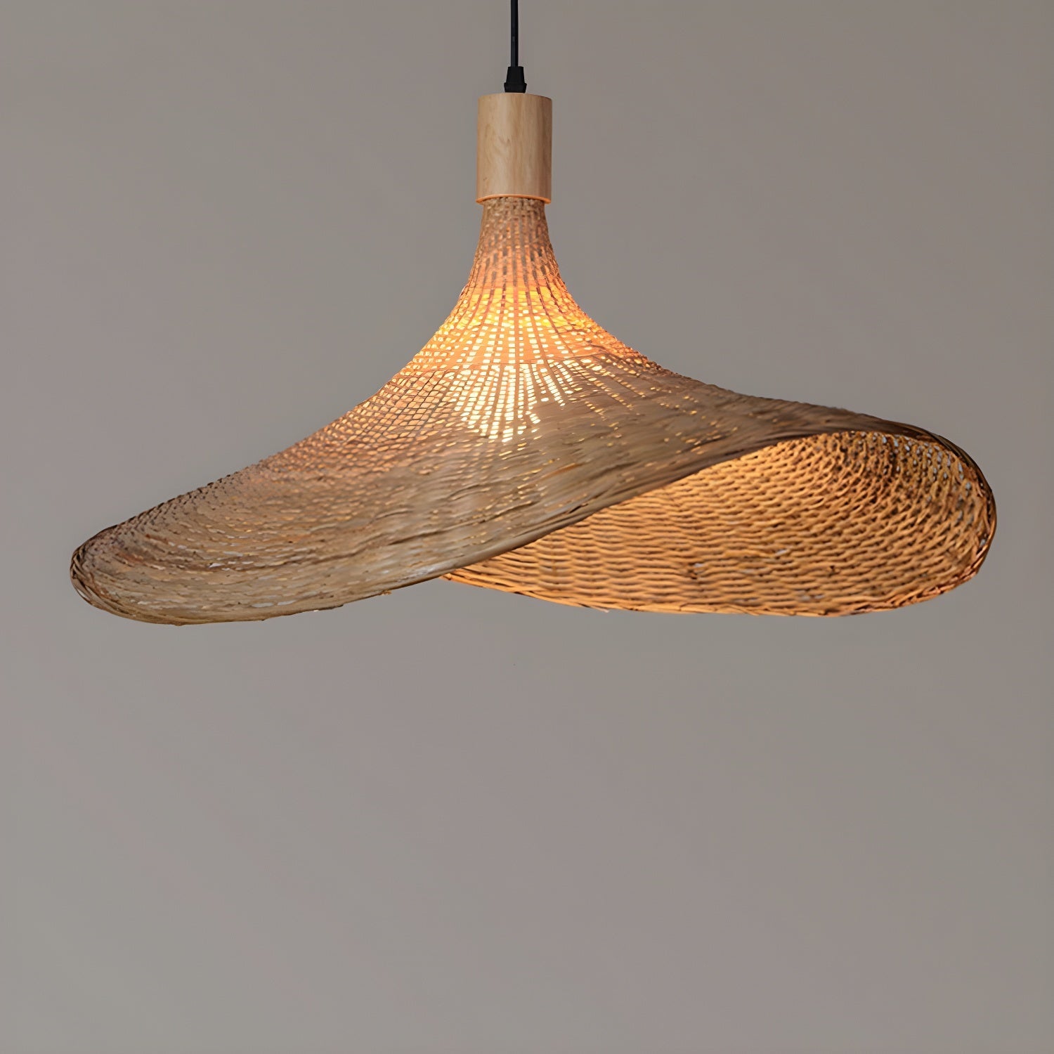Rattan Weave Hat Pendant Light - Blowlighting