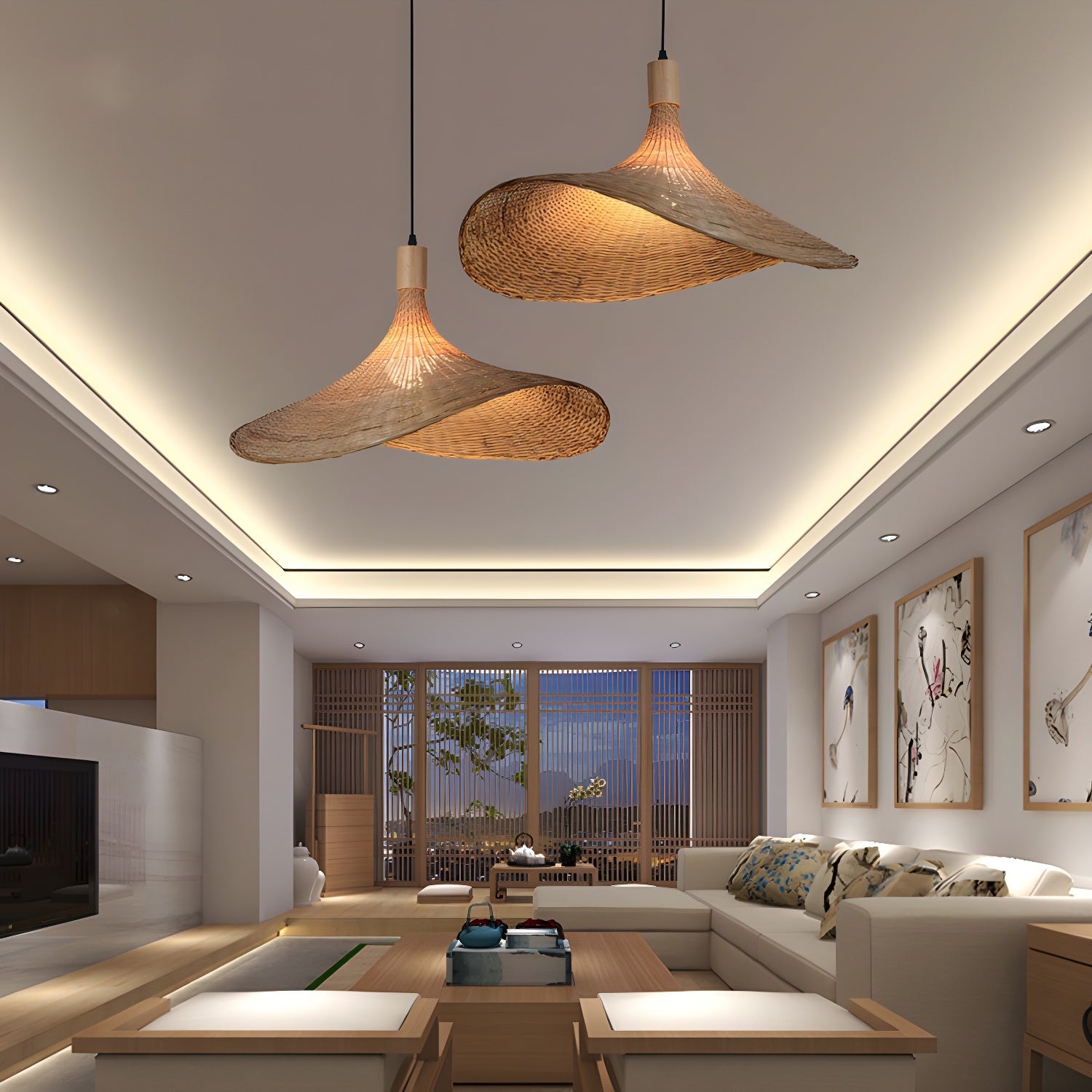 Rattan Weave Hat Pendant Light - Blowlighting