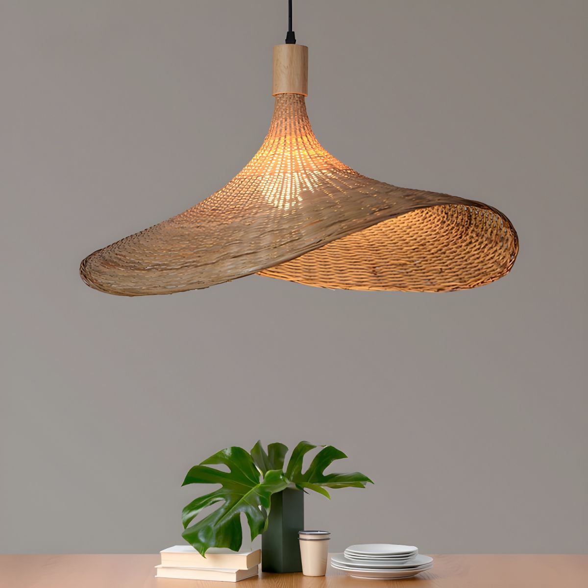 Rattan Weave Hat Pendant Light - Blowlighting