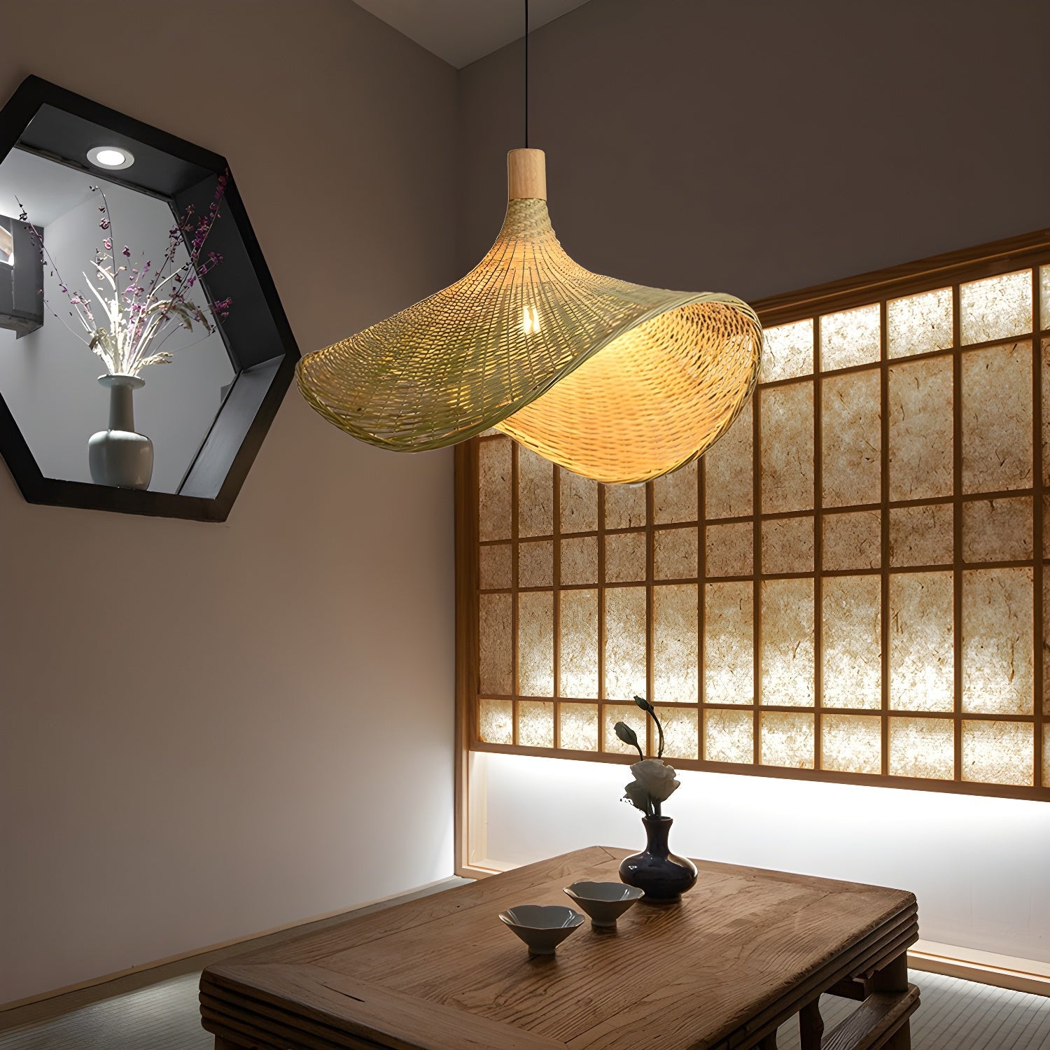 Rattan Weave Hat Pendant Light - Blowlighting