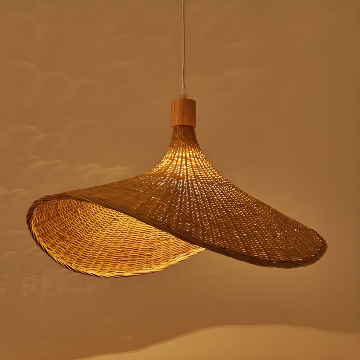Rattan Weave Hat Pendant Light - Blowlighting