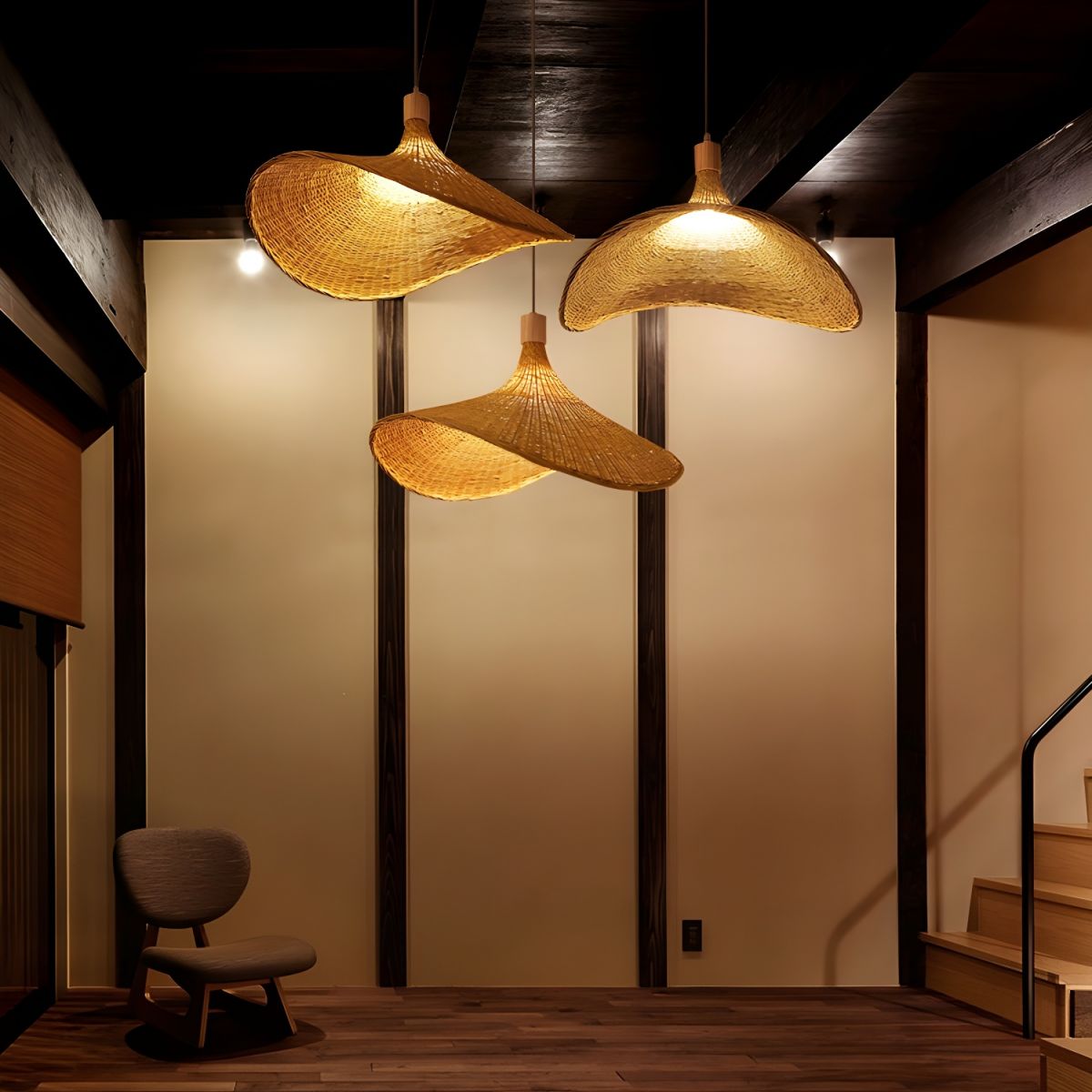 Rattan Weave Hat Pendant Light - Blowlighting