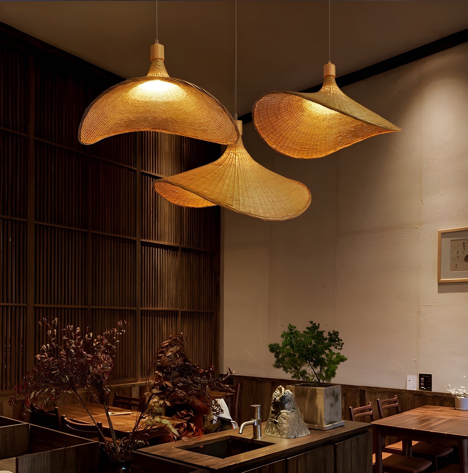 Rattan Weave Hat Pendant Light - Blowlighting