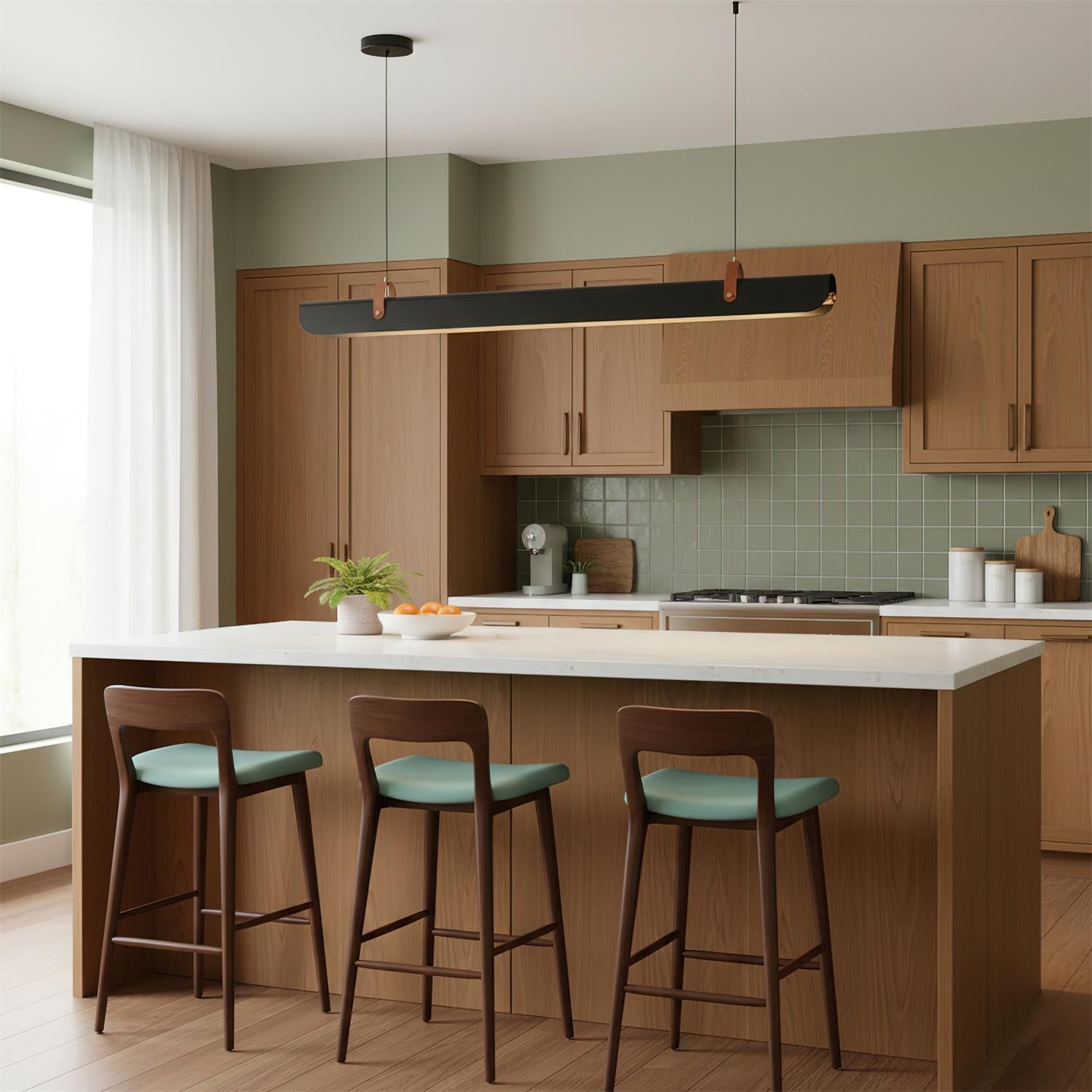 Hexarion Minimalist Black Metal Linear Chandelier