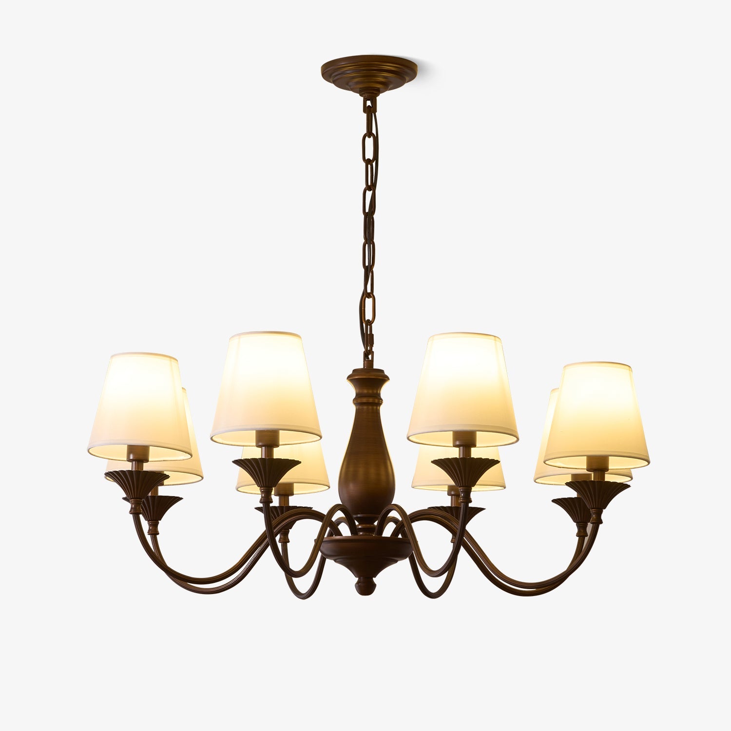 Aurora Chandelier Fabric Shade Vintage - Blowlighting