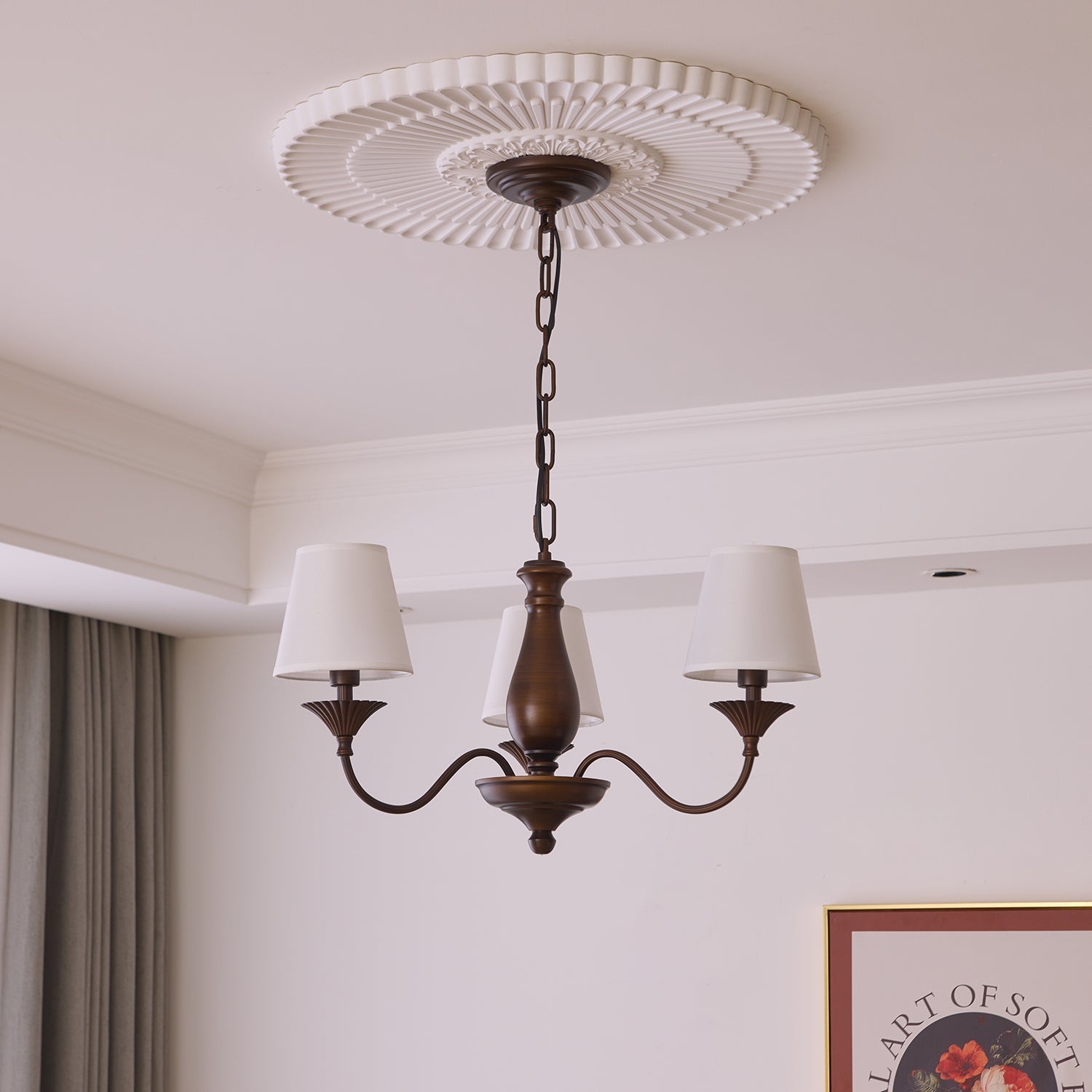 Aurora Chandelier Fabric Shade Vintage - Blowlighting