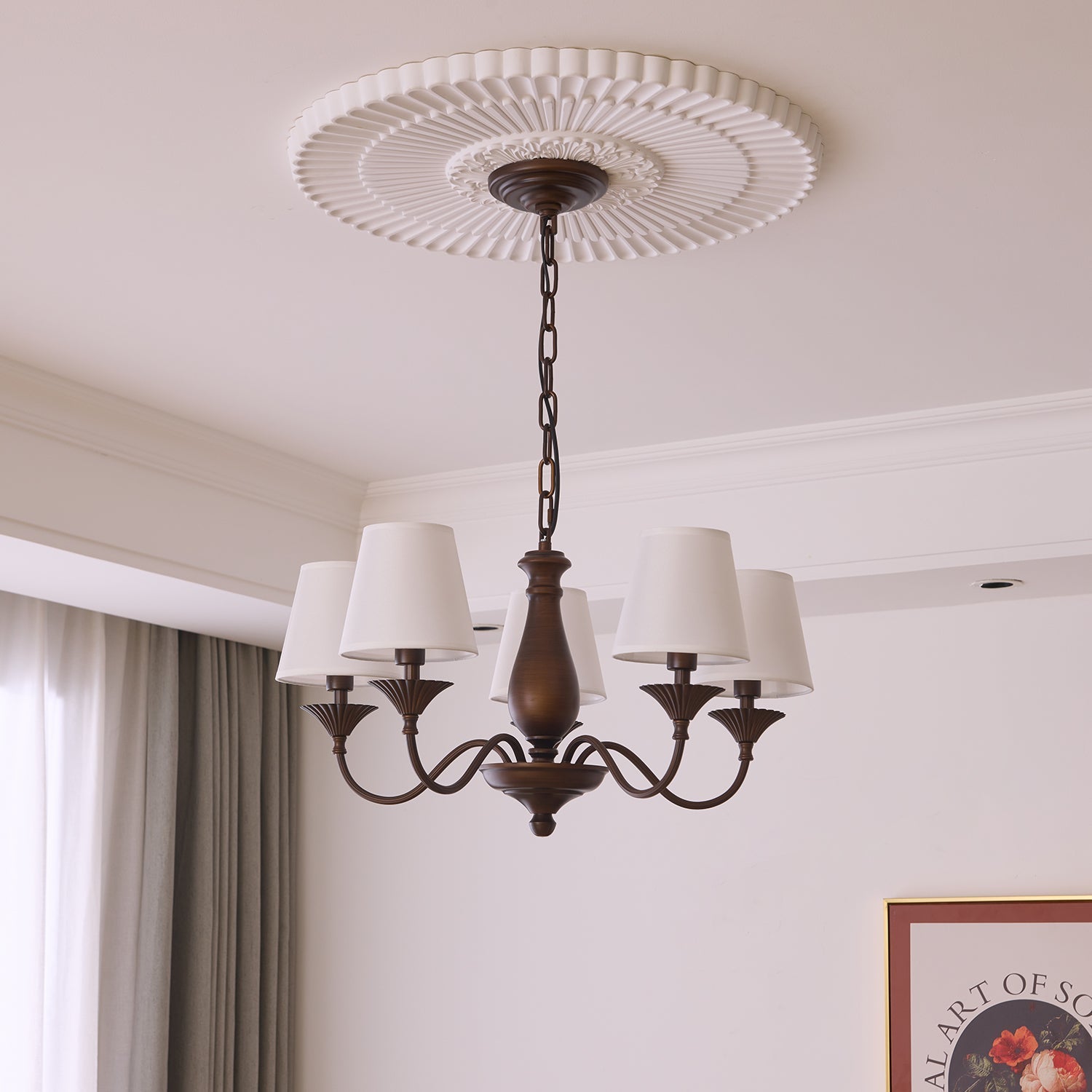 Aurora Chandelier Fabric Shade Vintage - Blowlighting