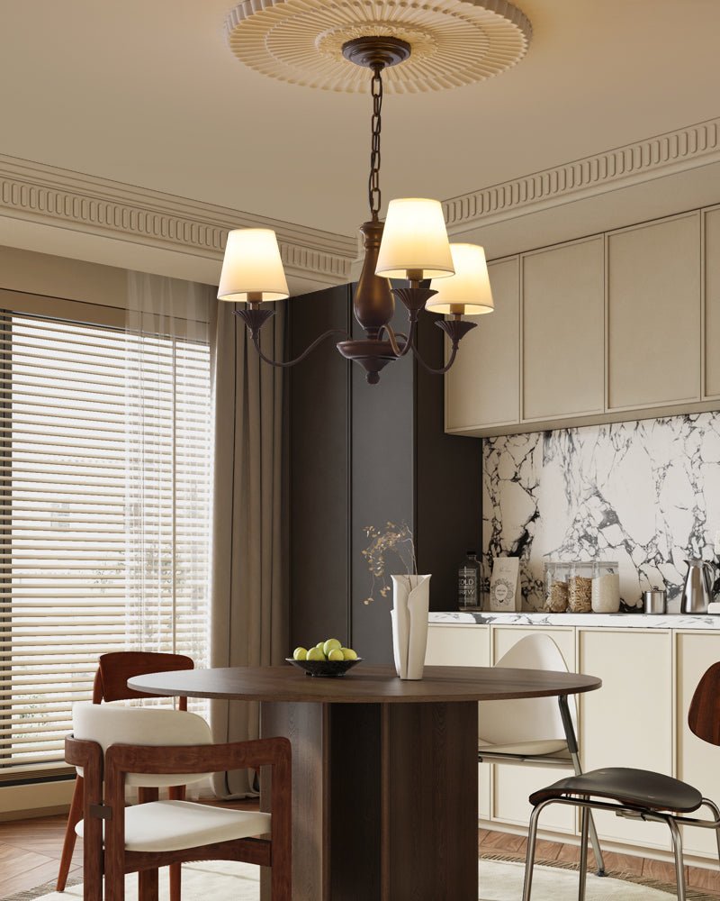 Aurora Chandelier Fabric Shade Vintage - Blowlighting